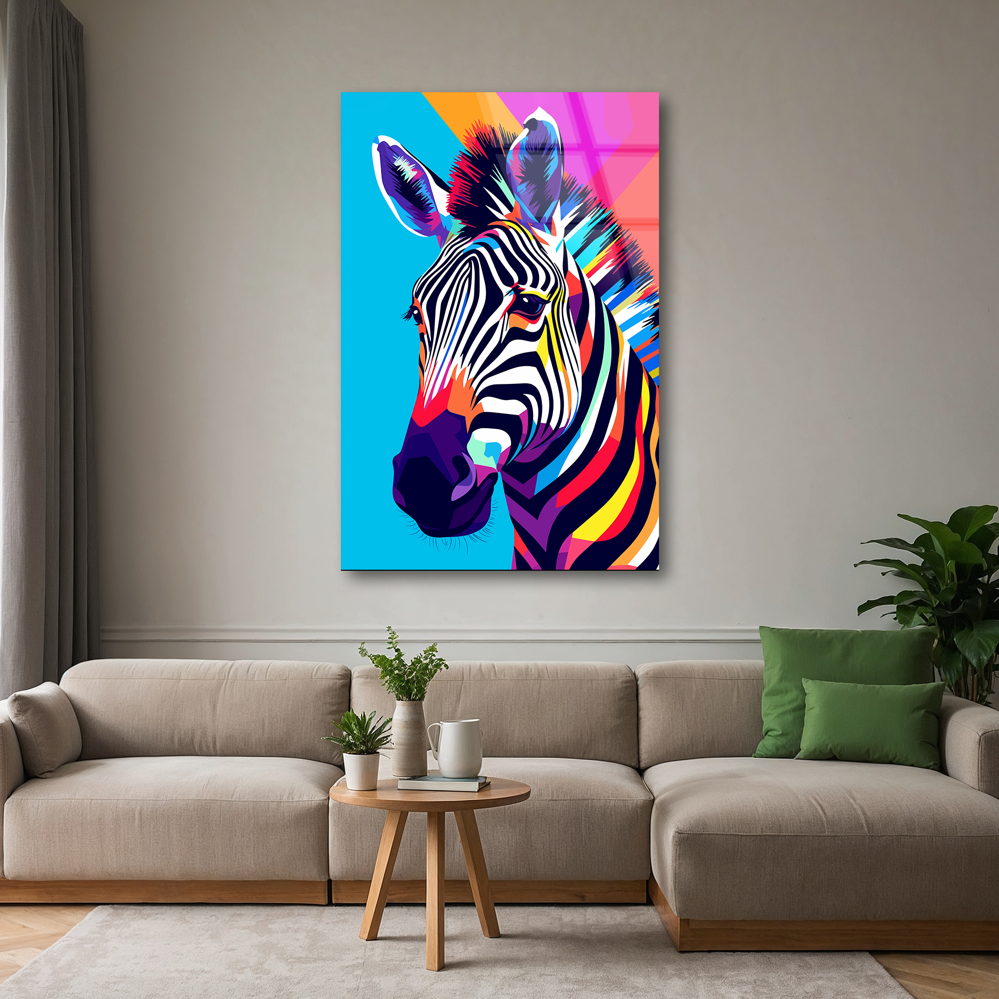 Colorful Zebra Pop Art | Premium HD Metal Wall Art