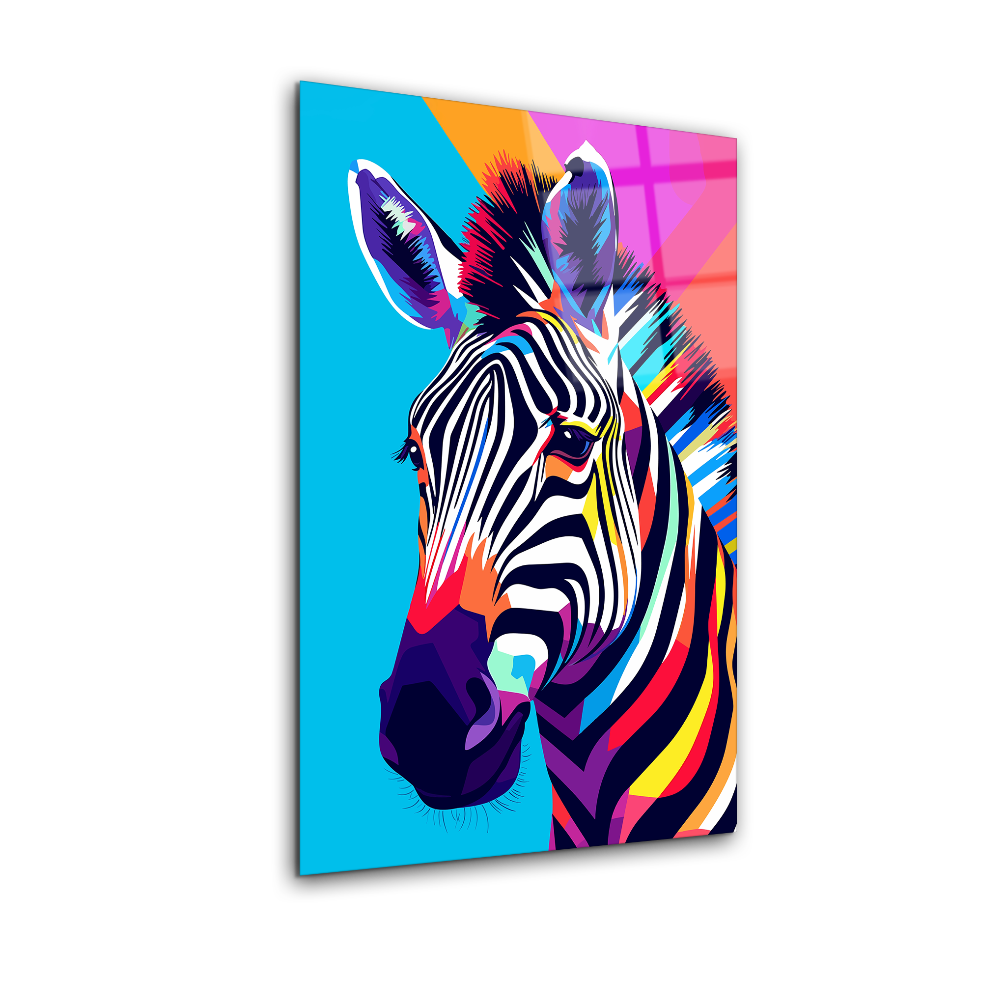 Colorful Zebra Pop Art | Premium HD Metal Wall Art