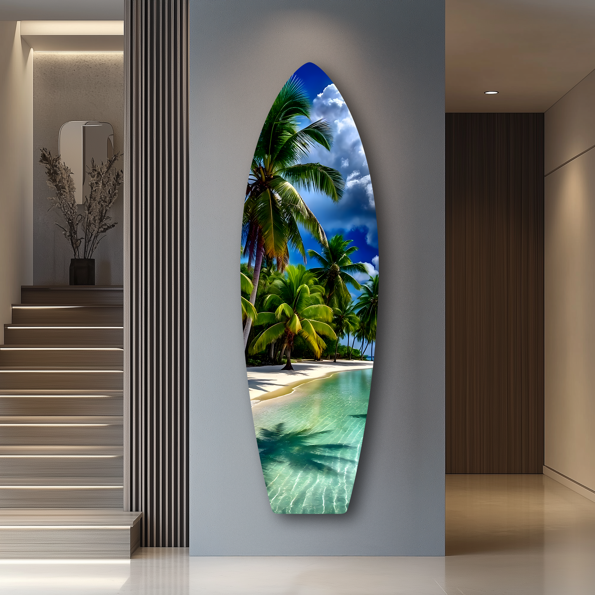 Palm Beach Surfboard | Premium HD Metal Wall Art