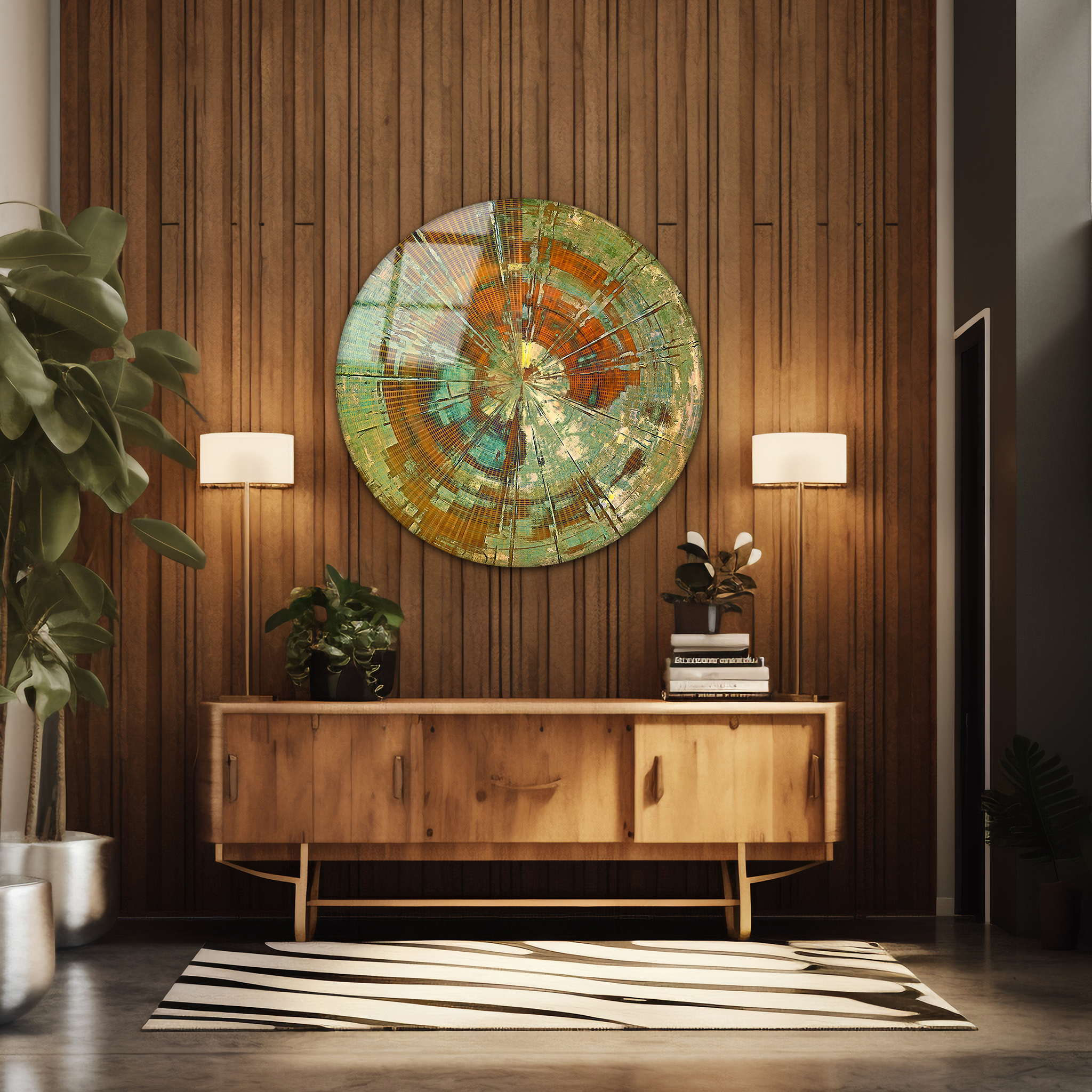 Spherical Scratched Vintage Texture | Premium HD Round Wall Art