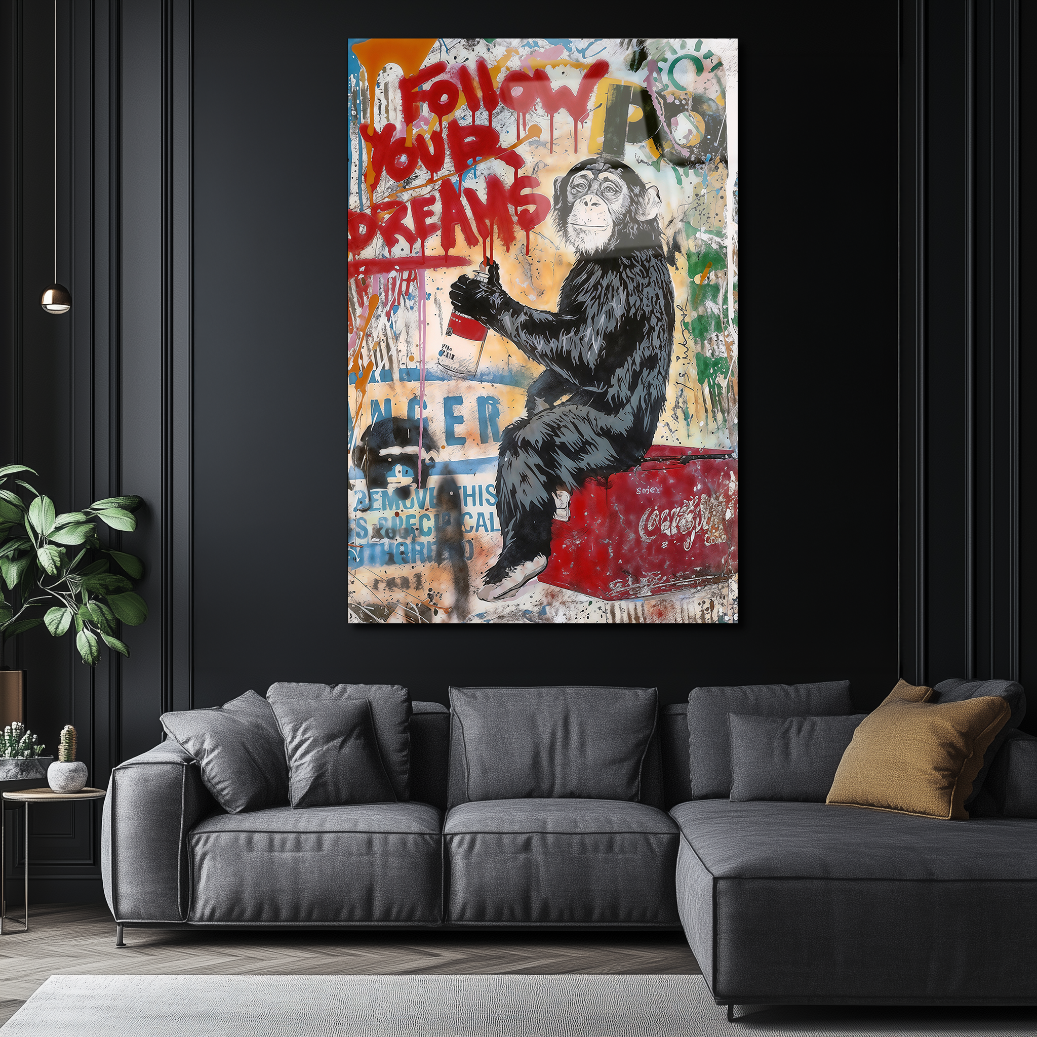Banksy "Follow Your Dreams" Monkey | Premium HD Metal Wall Art