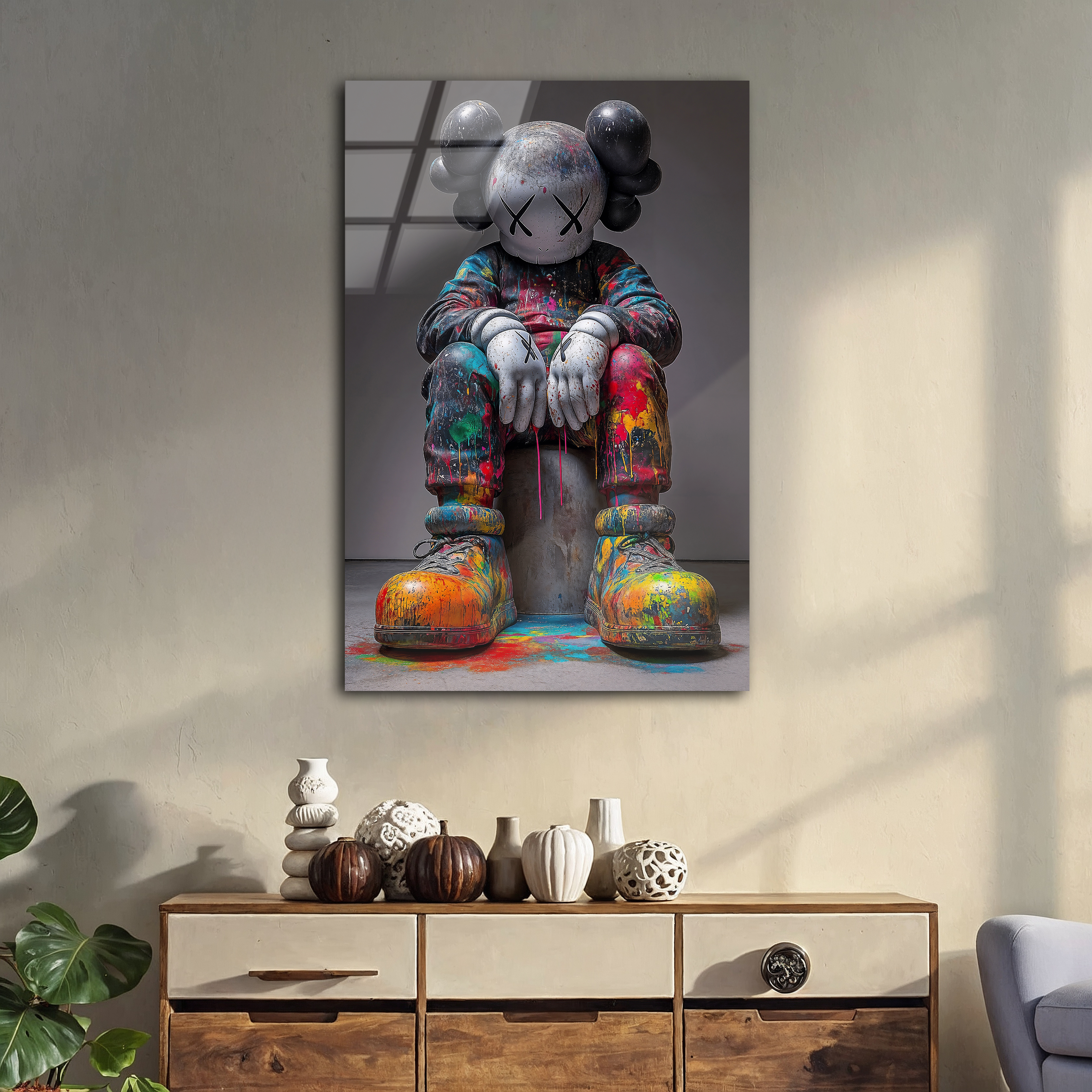 Graffiti-Style KAWS Figure | Premium HD Metal Wall Art