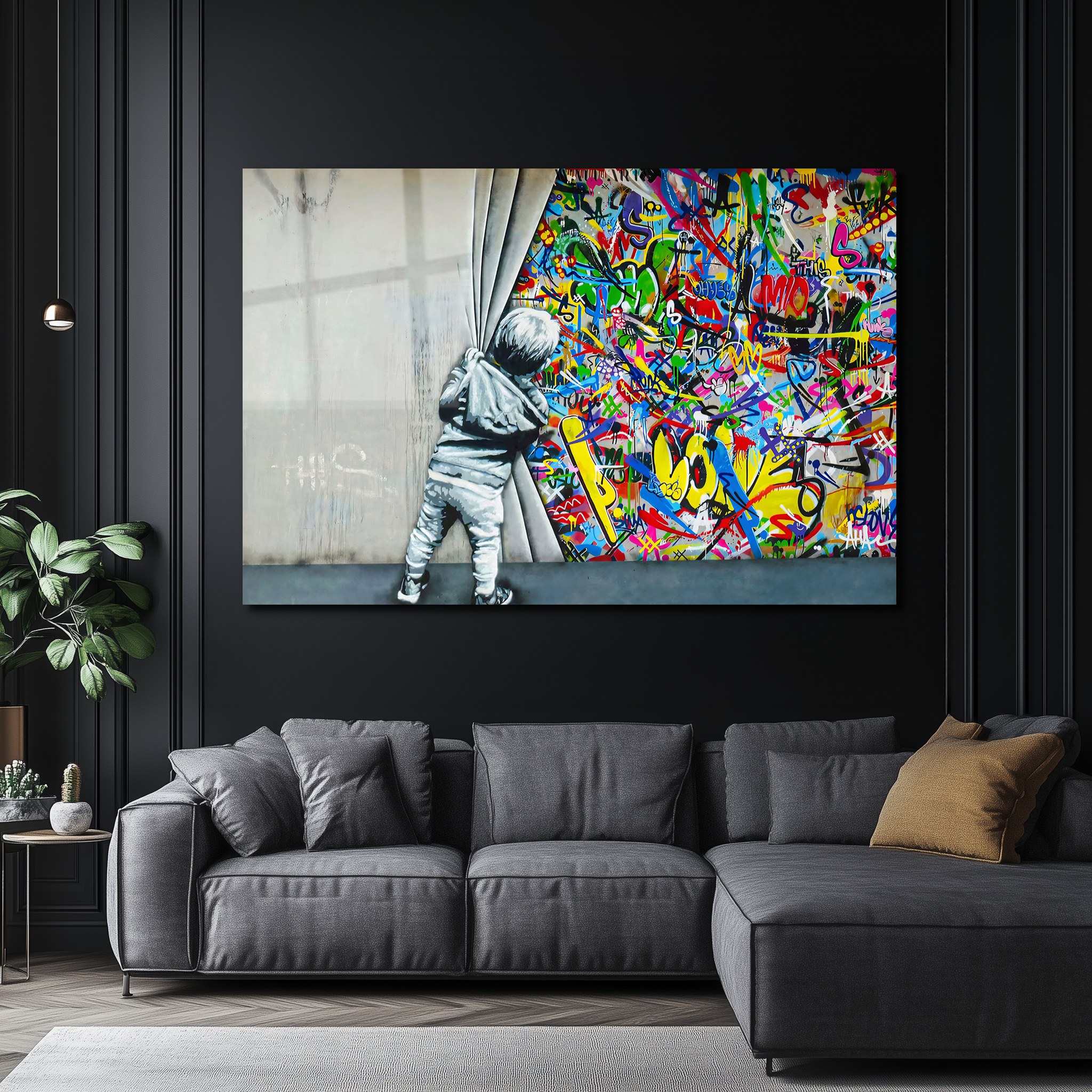 Banksy "Pull Back the Curtain" | Premium HD Metal Wall Art - DezignArt