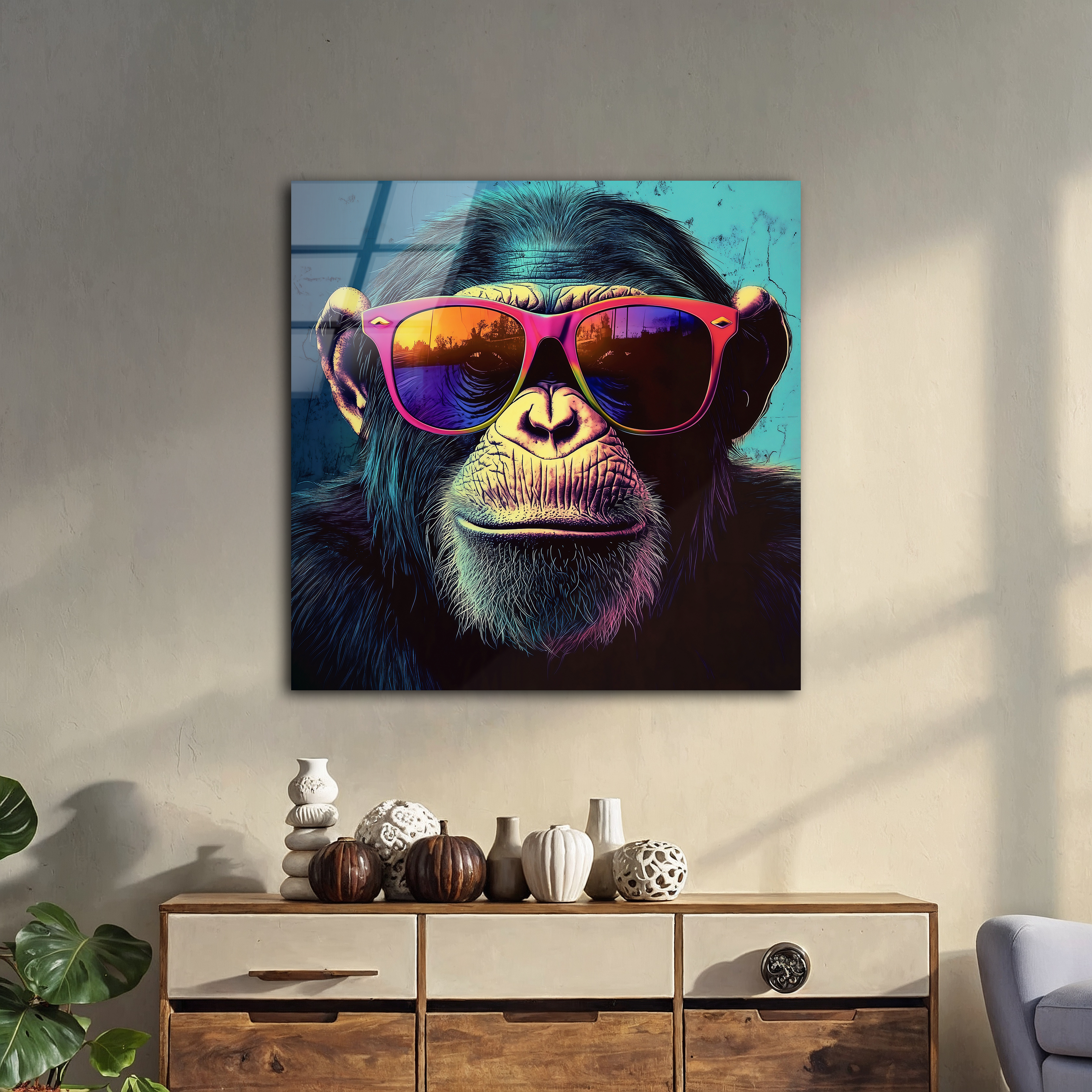 Monkey with Sunglasses | Premium HD Metal Wall Art