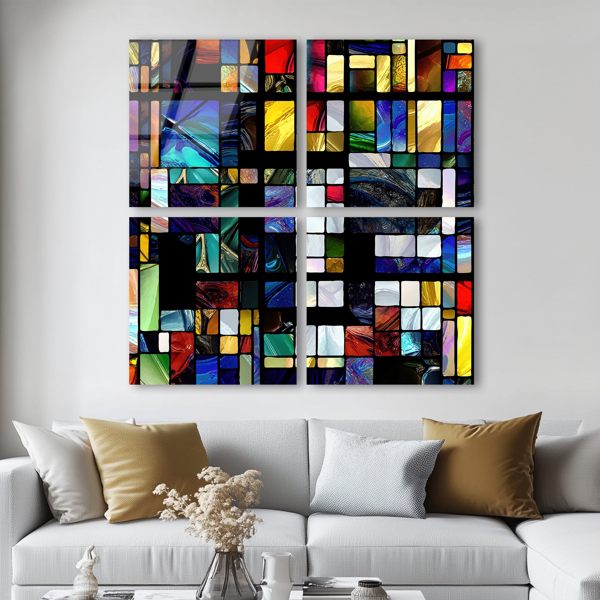 Mega Size Mondrian Quatro | Premium HD Metal Wall Art