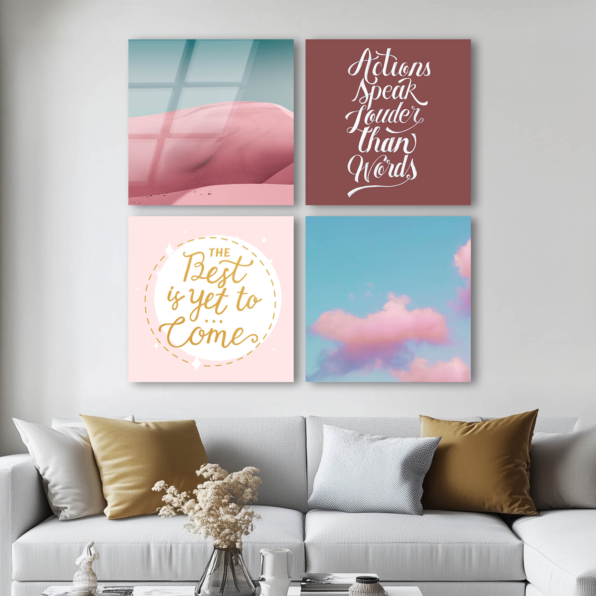 Mega Size Blush Desert Quatro | Premium HD Metal Wall Art
