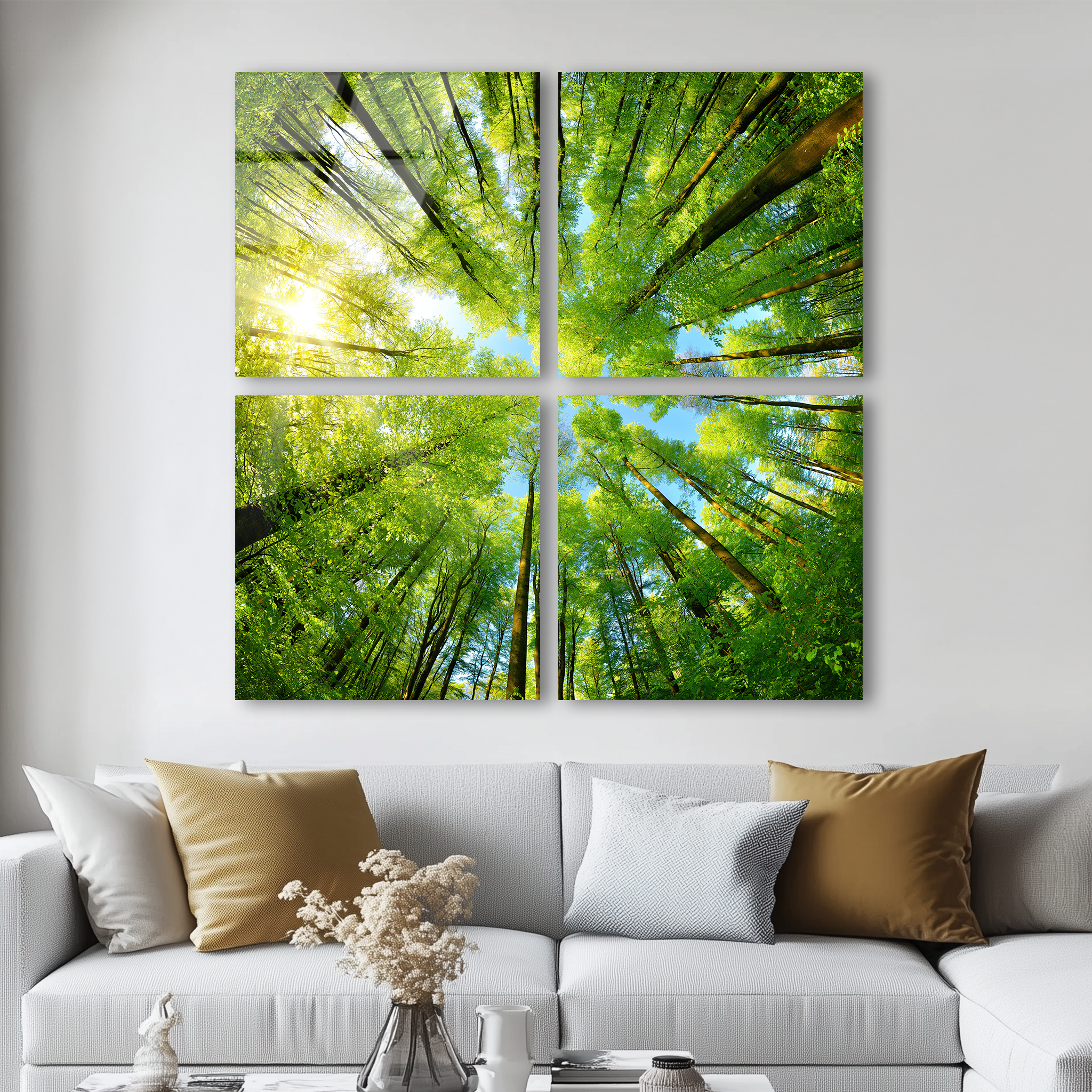 Mega Size Green Trees Quatro | Premium HD Metal Wall Art