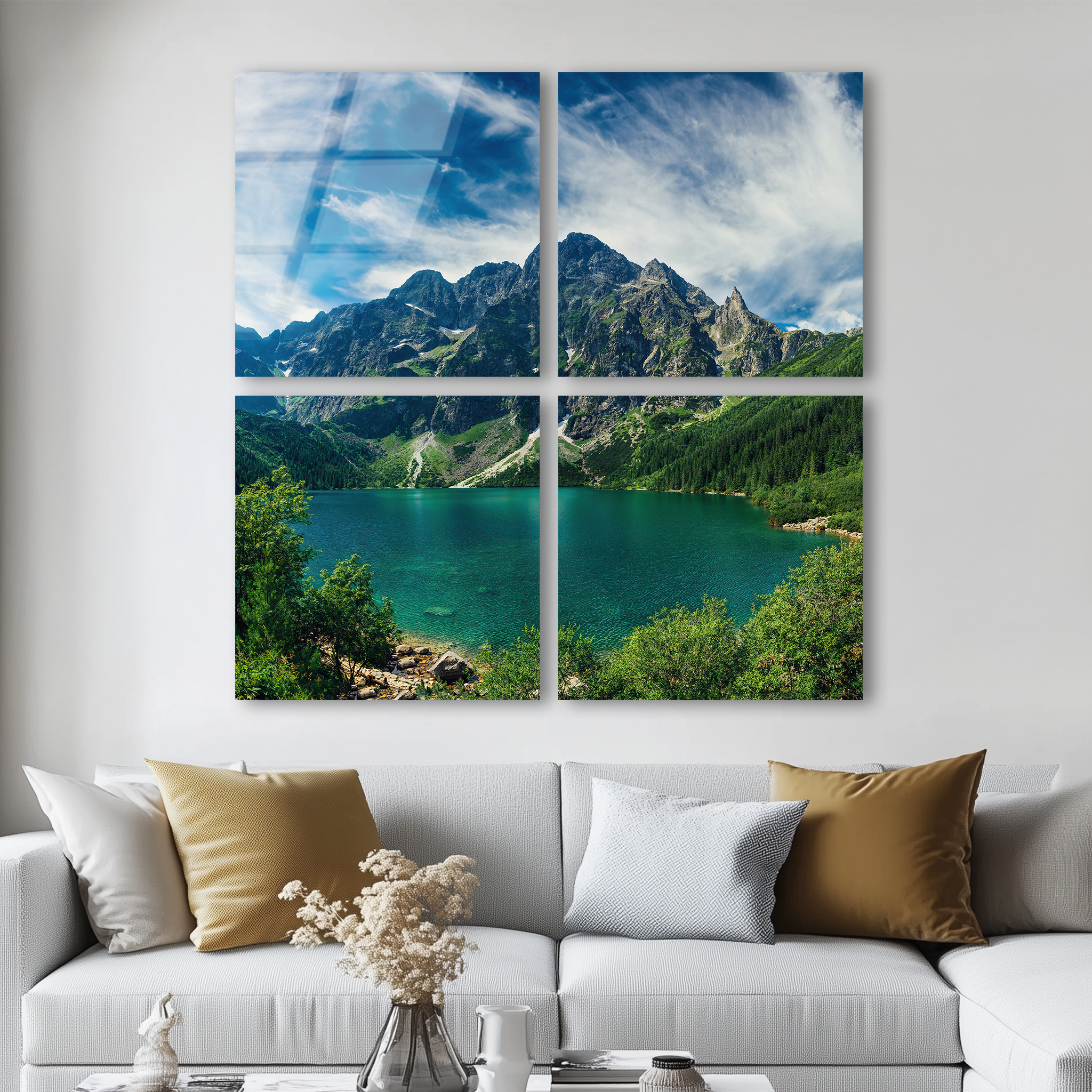 Mega Size Beautiful Alpine Landscape Quadro | Premium HD Metal Wall Art