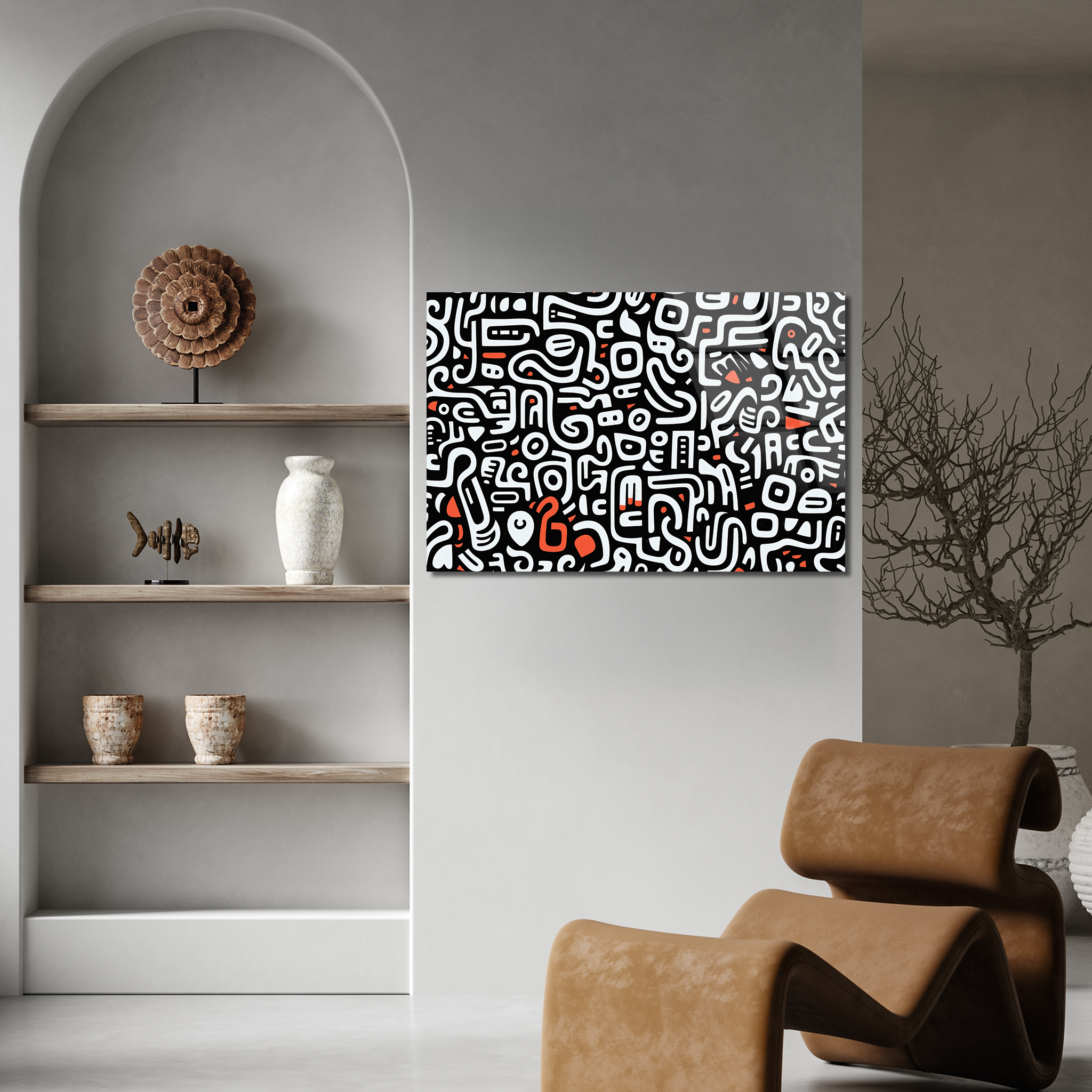 Keith Haring’s Black & White Abstract Pattern | Premium HD Metal Wall Art