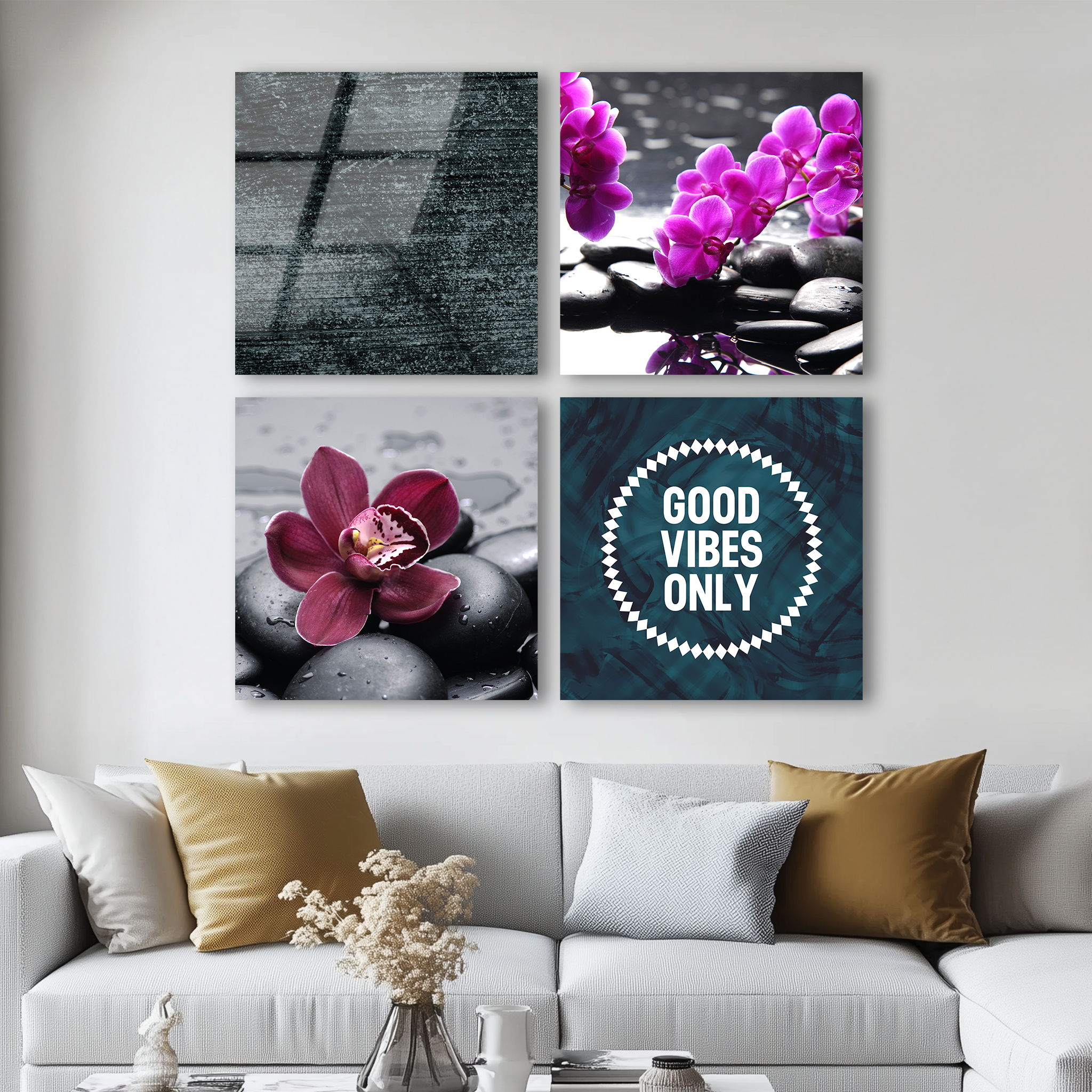 Mega Size Orchids Quatro | Premium HD Metal Wall Art