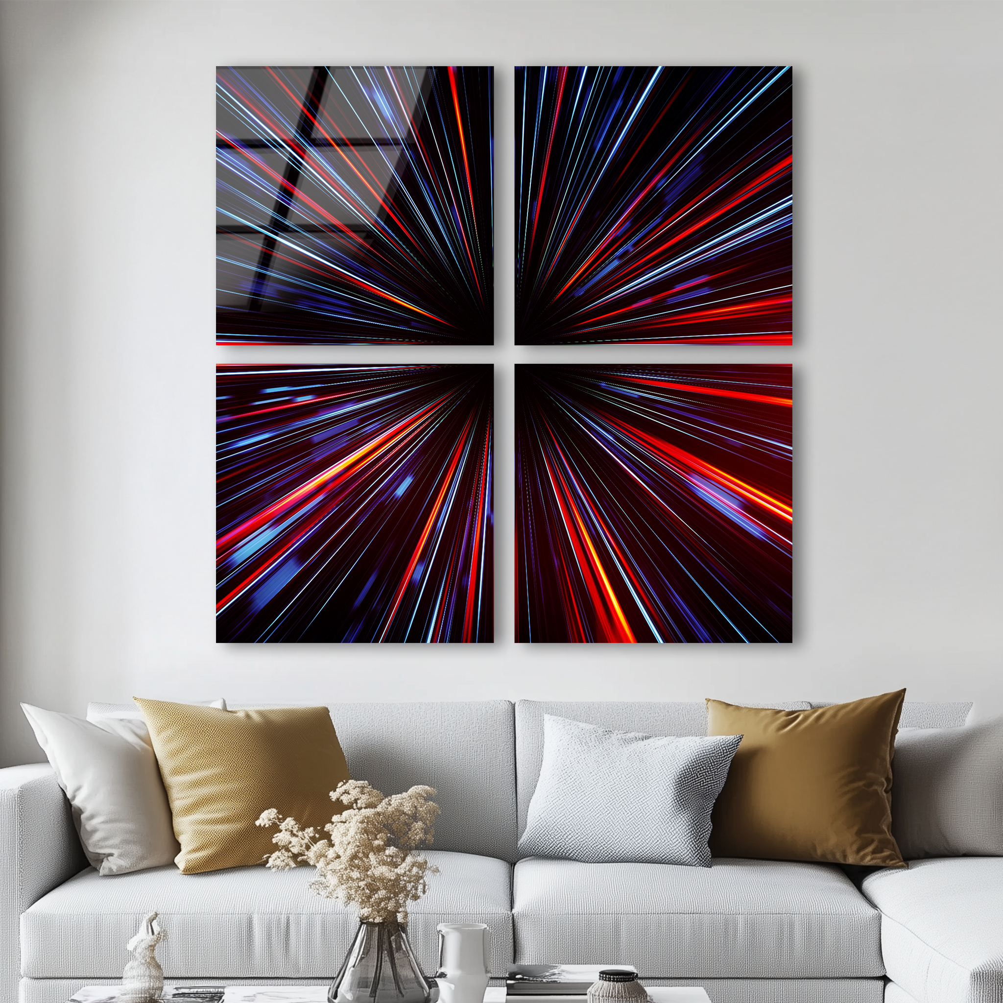 Mega Size Futuristic Data Flow Quatro | Premium HD Metal Wall Art