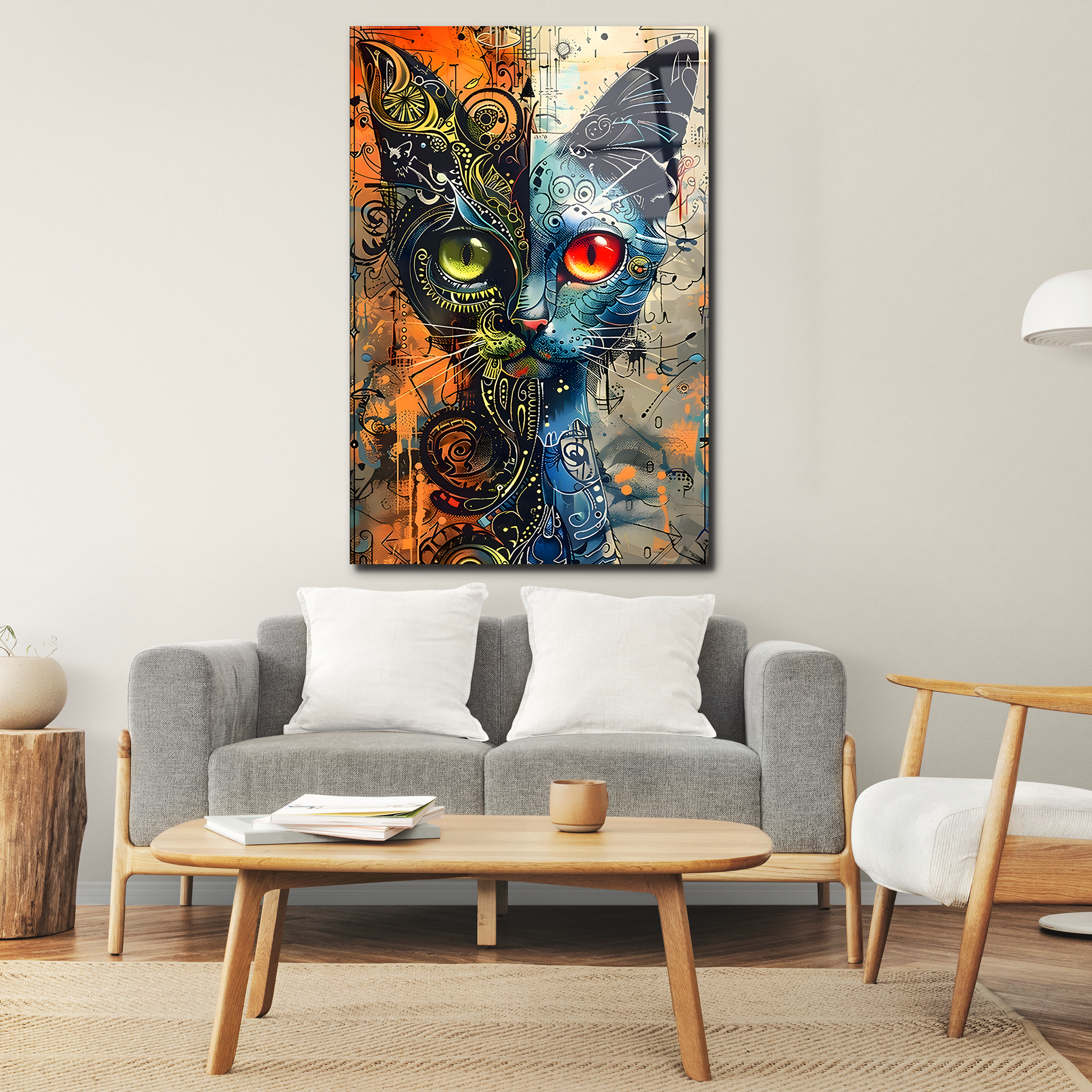 Abstract Cat Art | Premium HD Metal Wall Art
