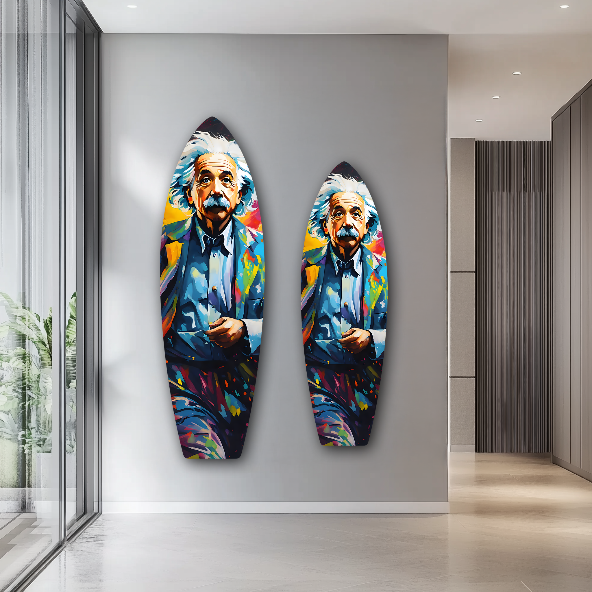 Einstein Surfboard | Premium HD Metal Wall Art