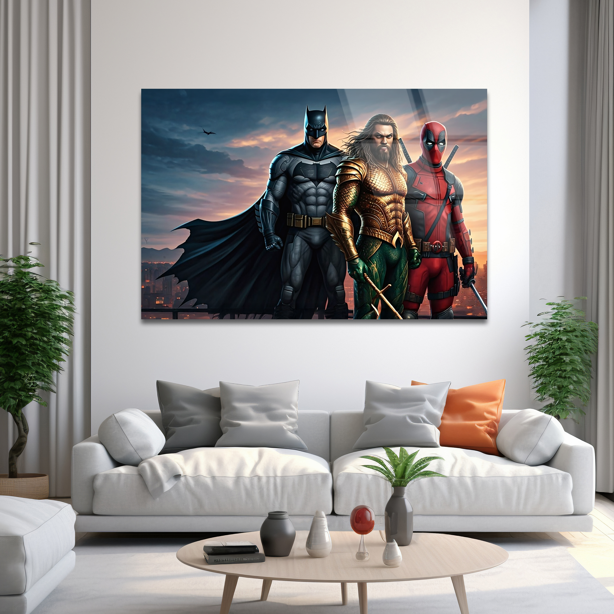Batman, Aquaman & Deadpool | Premium HD Metal Wall Art