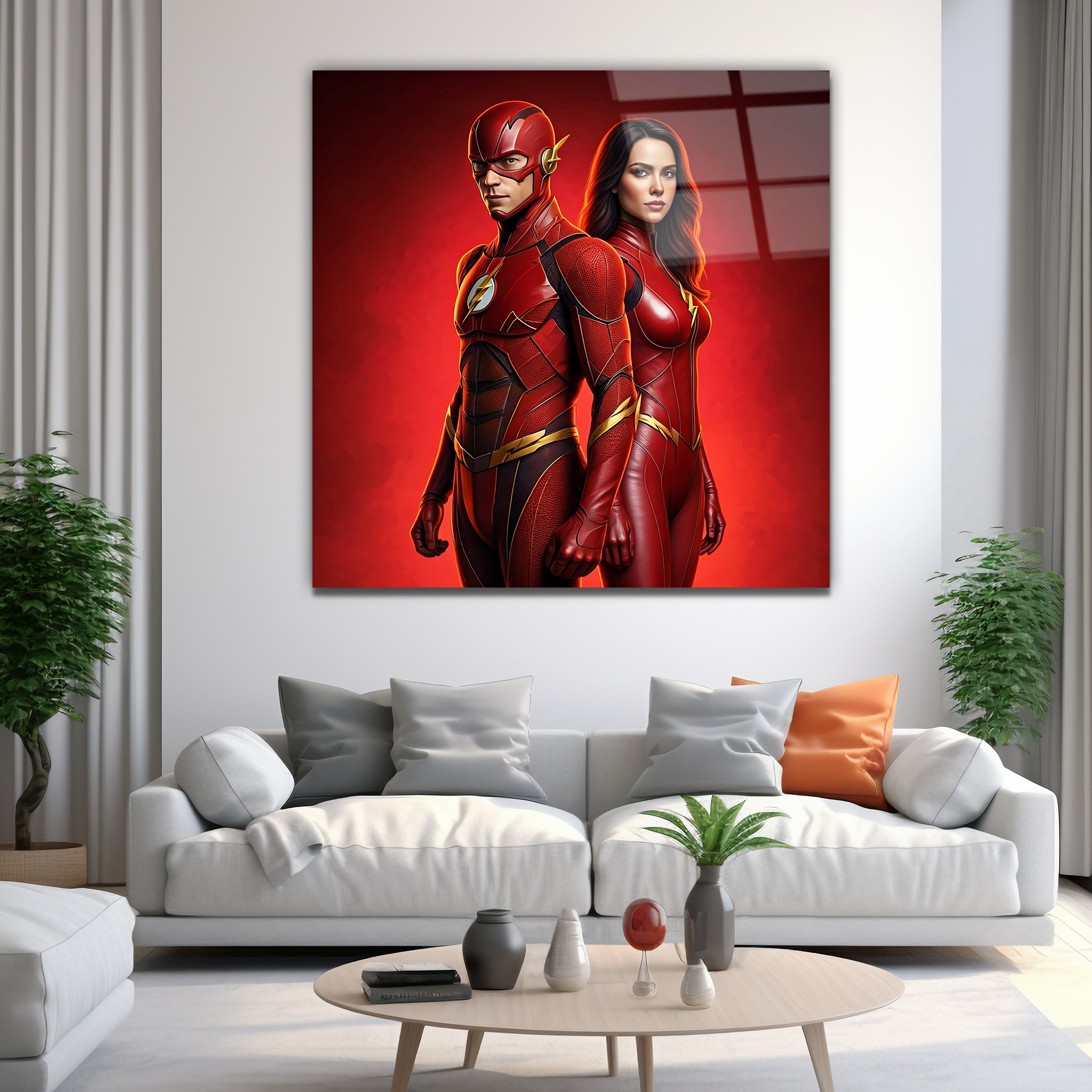 Two Superheroes in Action | Premium HD Metal Wall Art