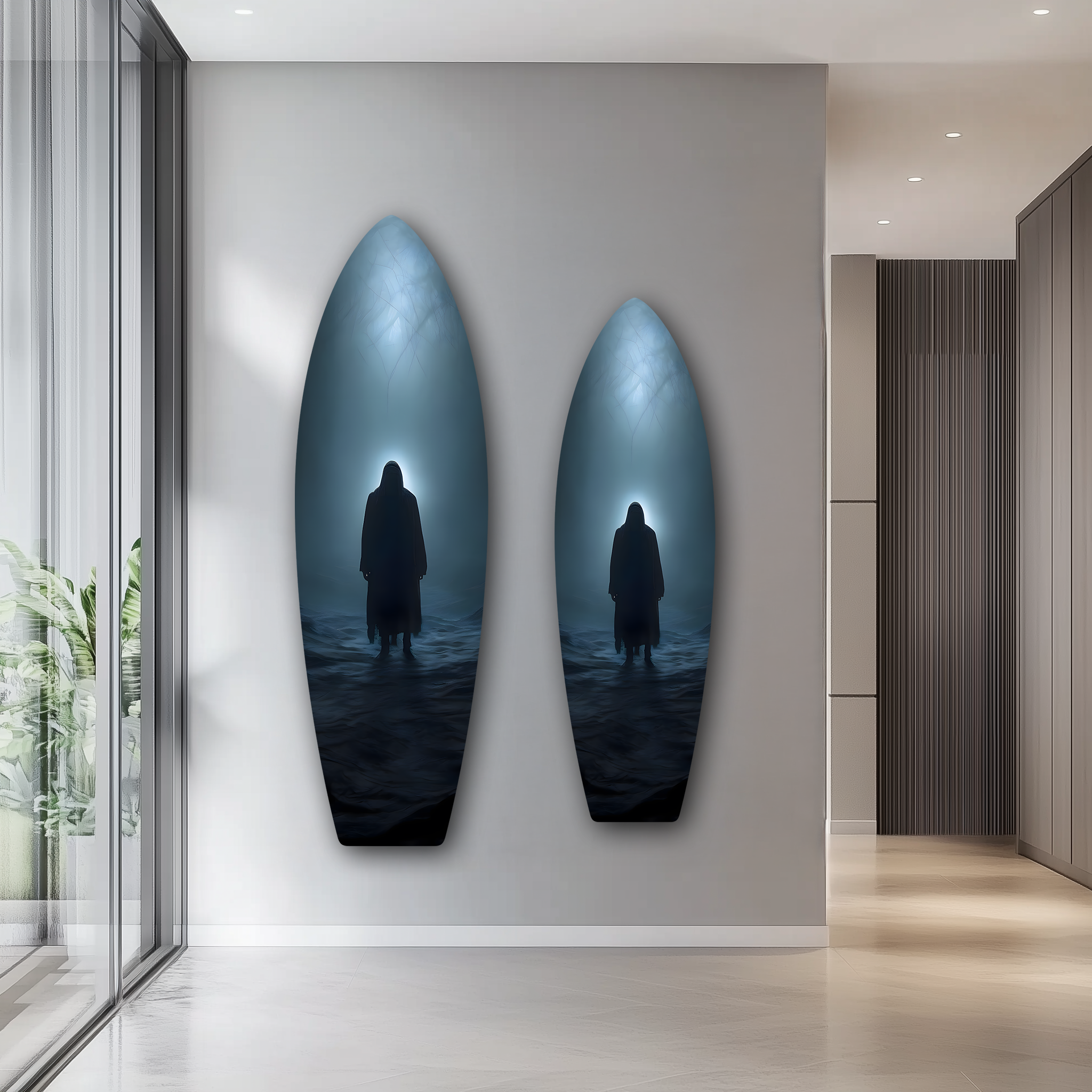 The Shadow Walker Surfboard | Premium HD Metal Wall Art