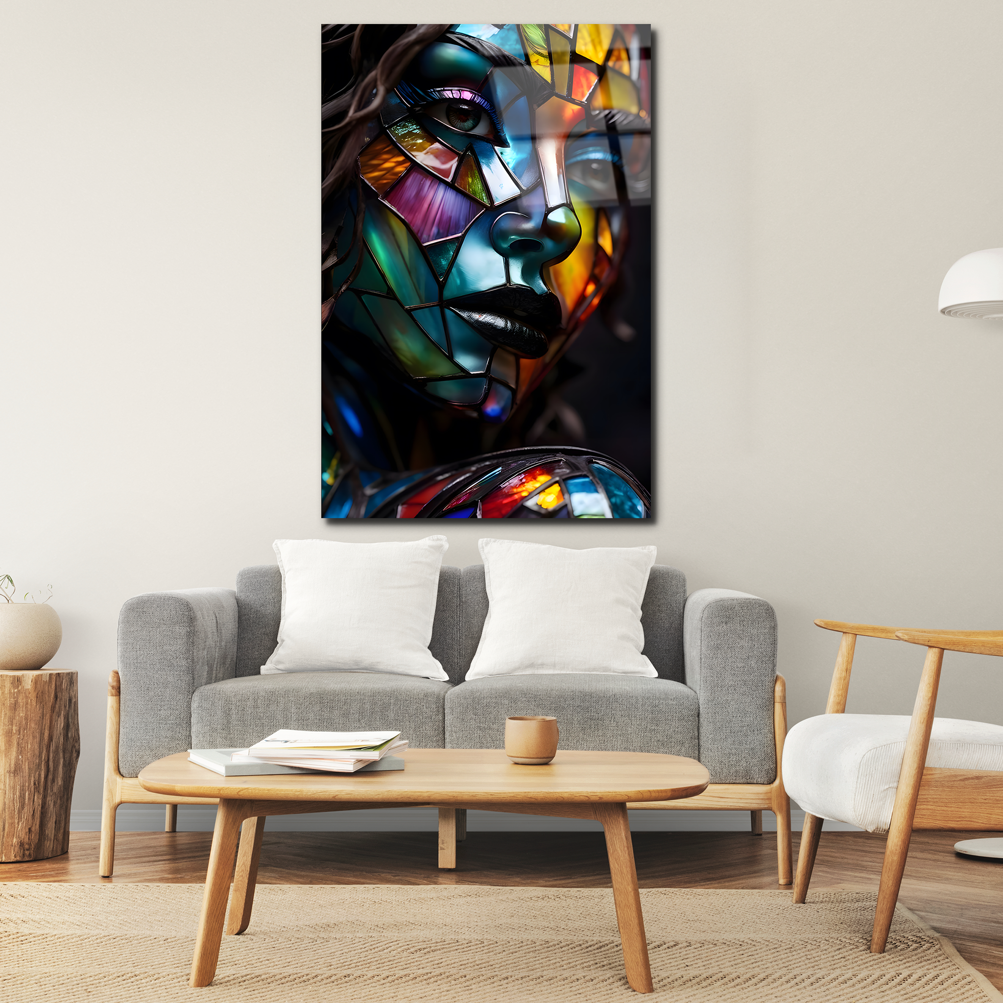 Woman in Stained Glass | Premium HD Metal Wall Art