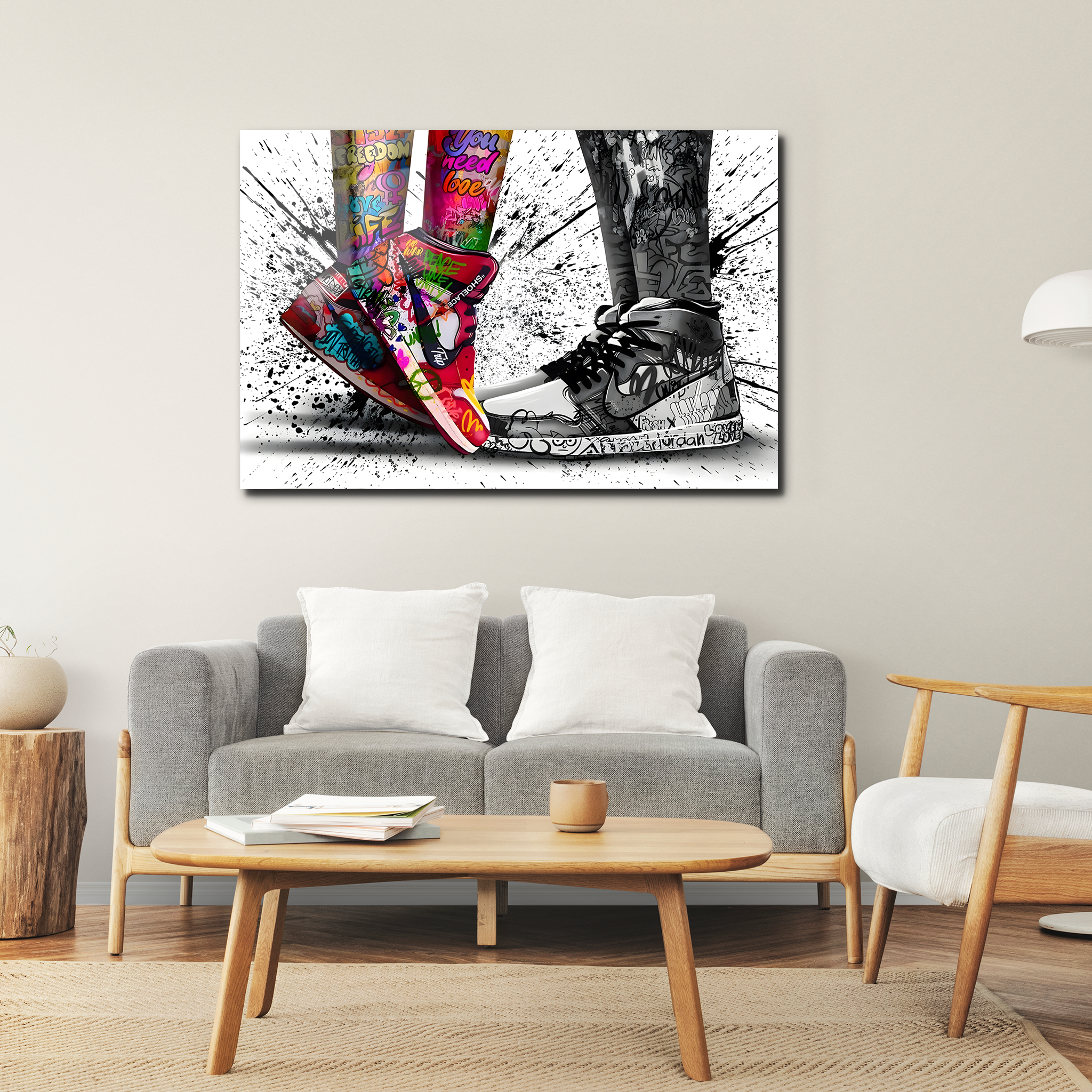 Shoes Graffiti Decor, Love in Jordan Shoes | Premium HD Metal Wall Art - DezignArt