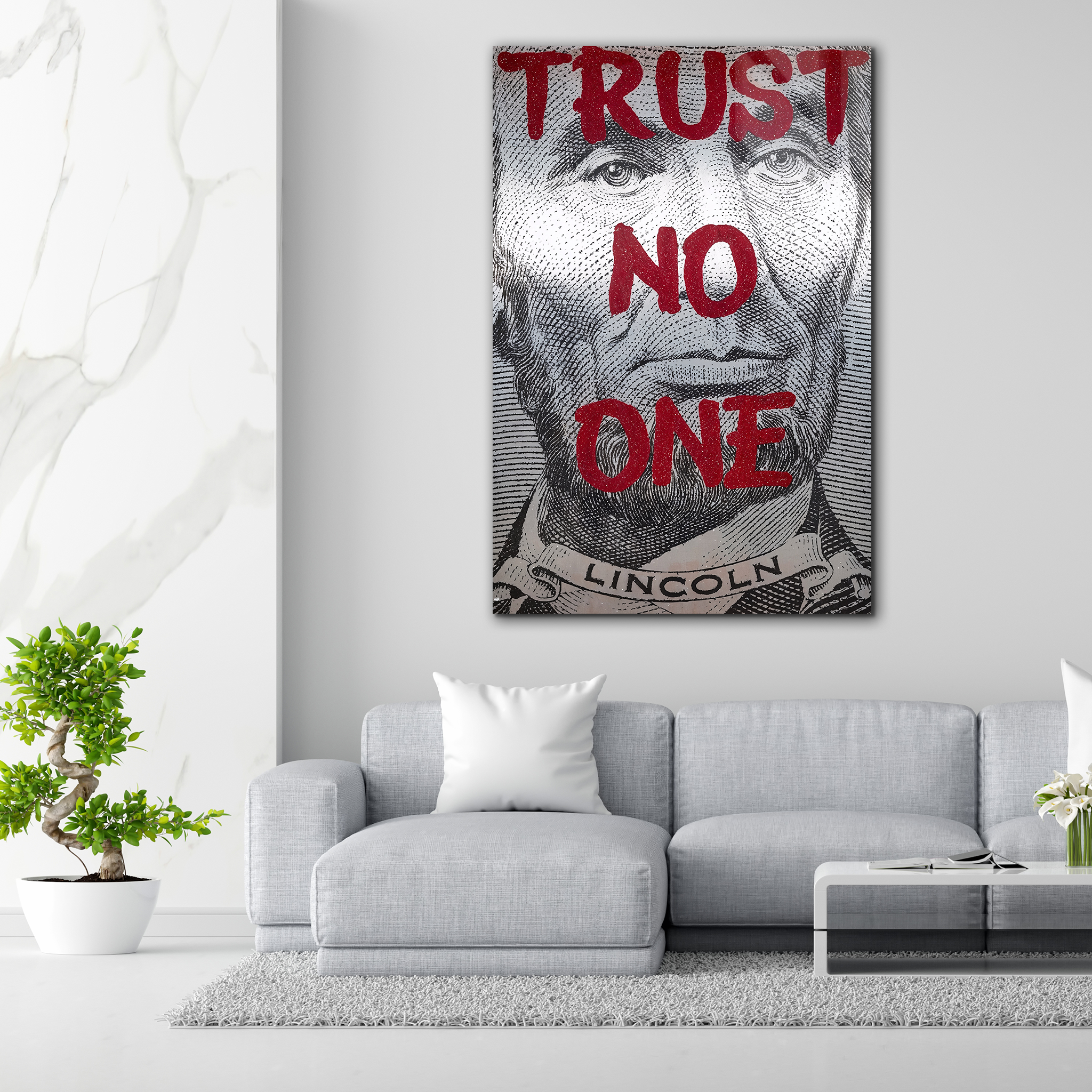 Abraham Lincoln Trust No One Painting | Premium HD Metal Wall Art