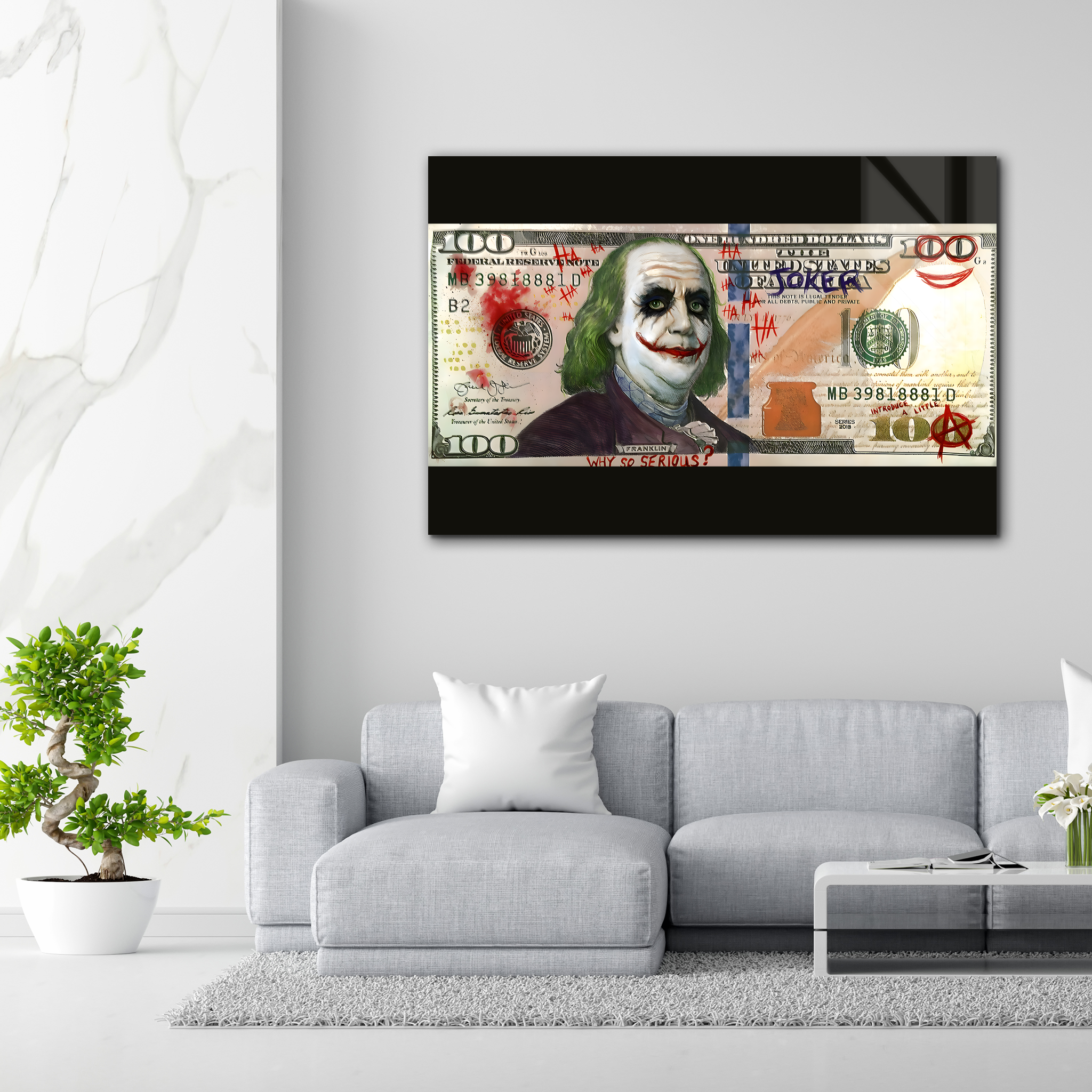100 Dollar Joker Bill | Premium HD Metal Wall Art - DezignArt