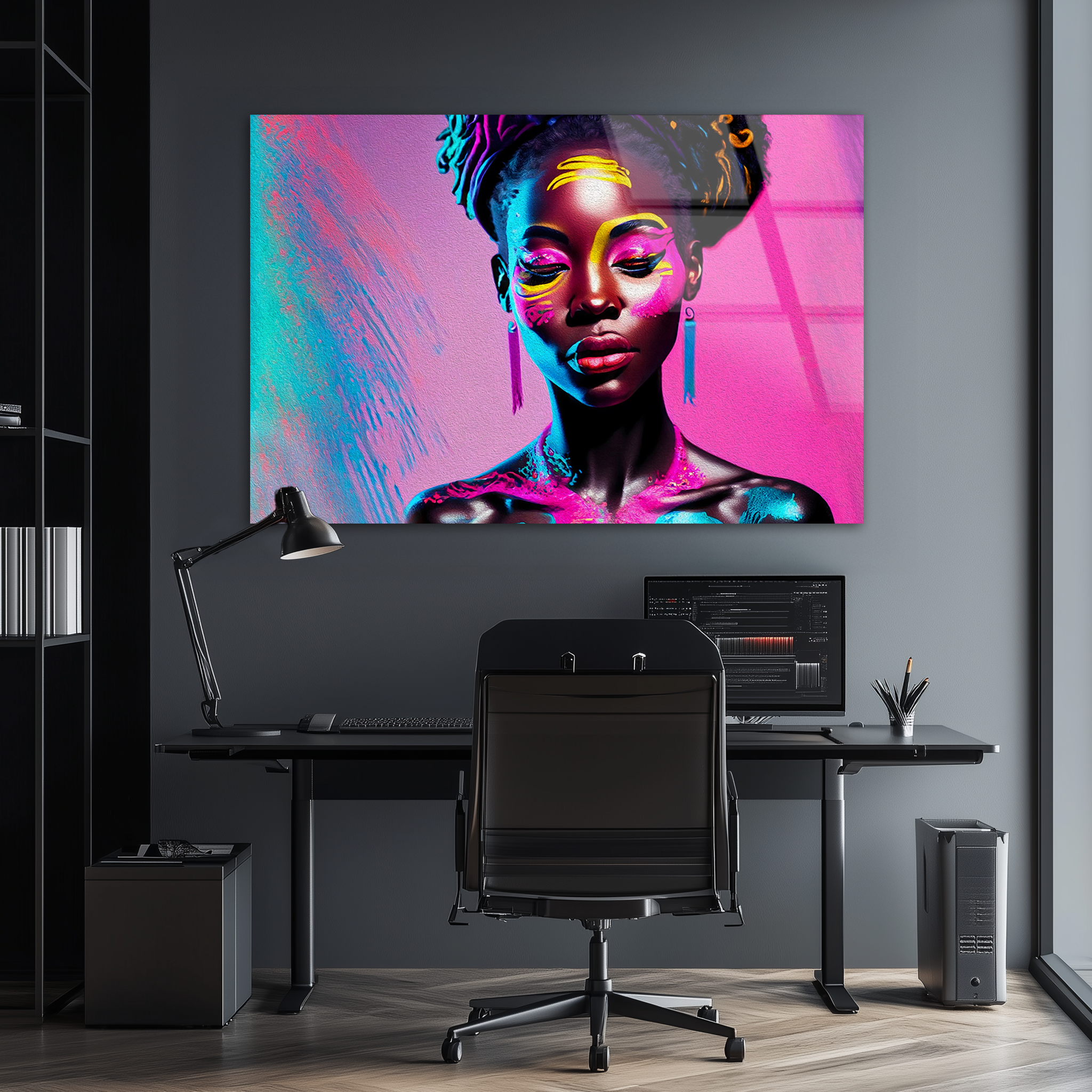 Neon Glow Portrait | Premium HD Metal Wall Art