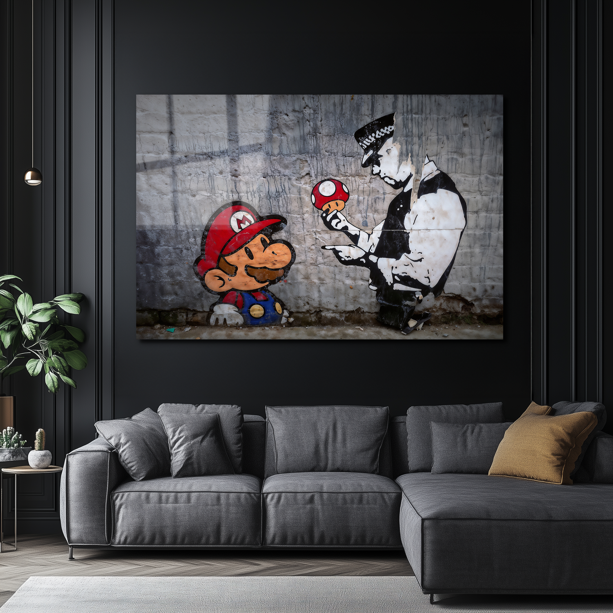 Banksy "Mario with a Policeman" | Premium HD Metal Wall Art - DezignArt