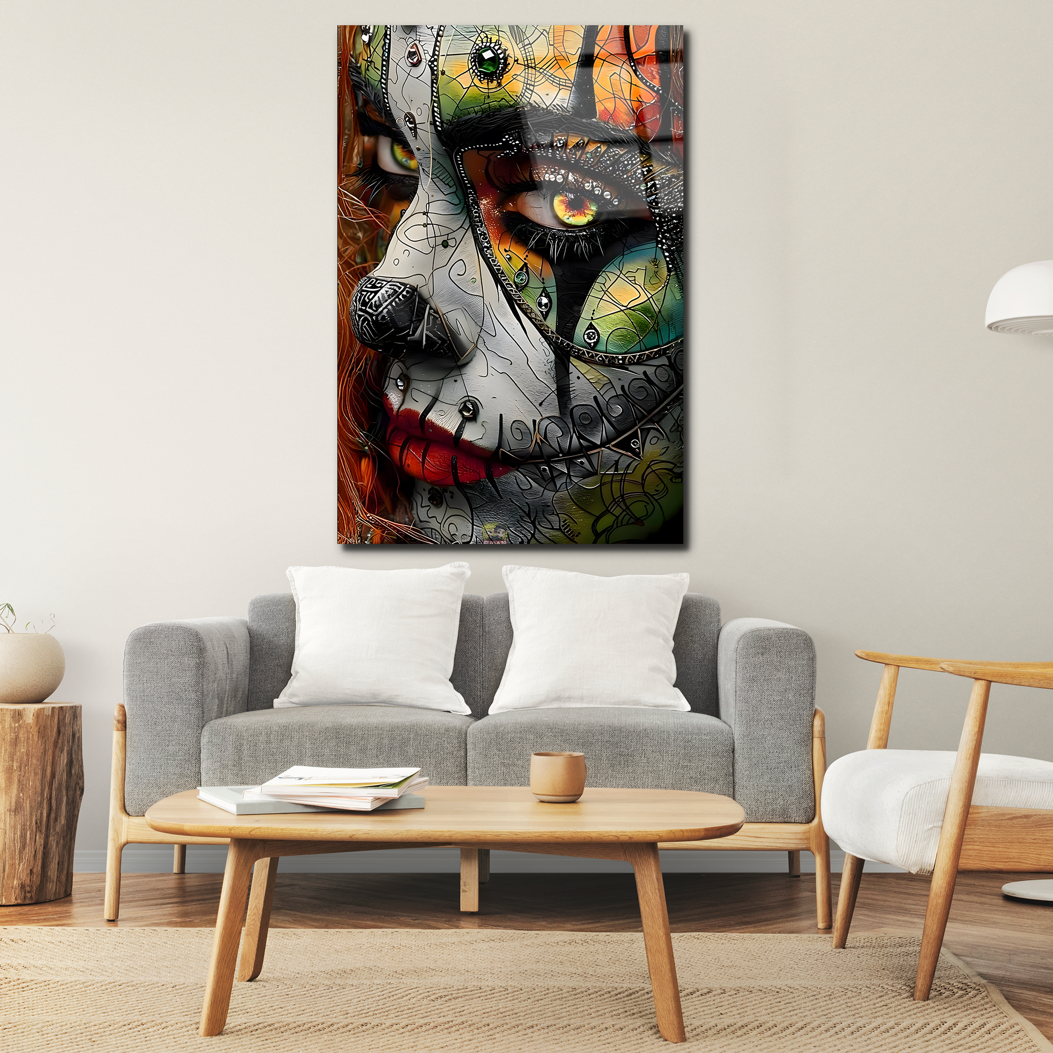 Abstract Female Face Paint Art | Premium HD Metal Wall Art