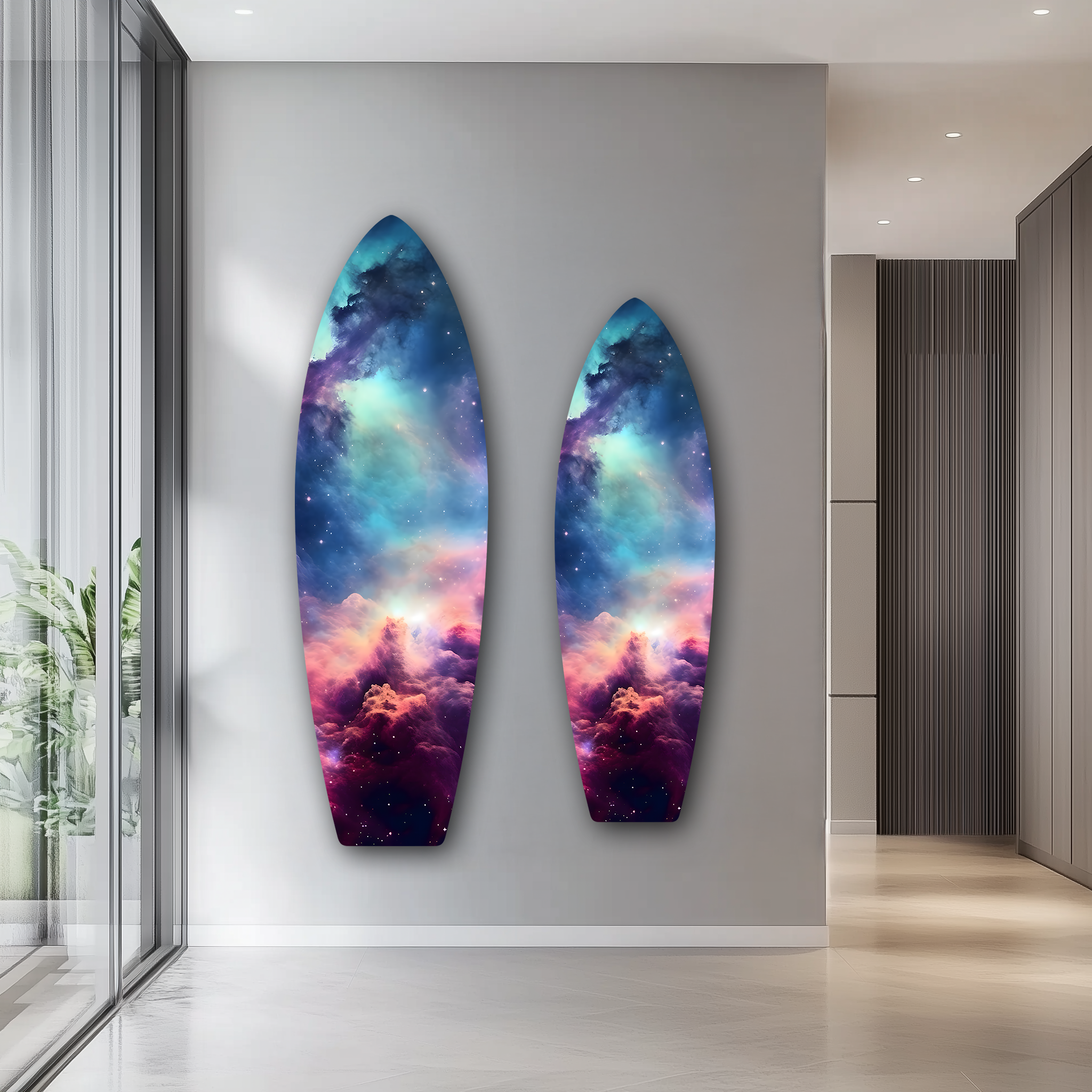 Space Surfboard | Premium HD Metal Wall Art