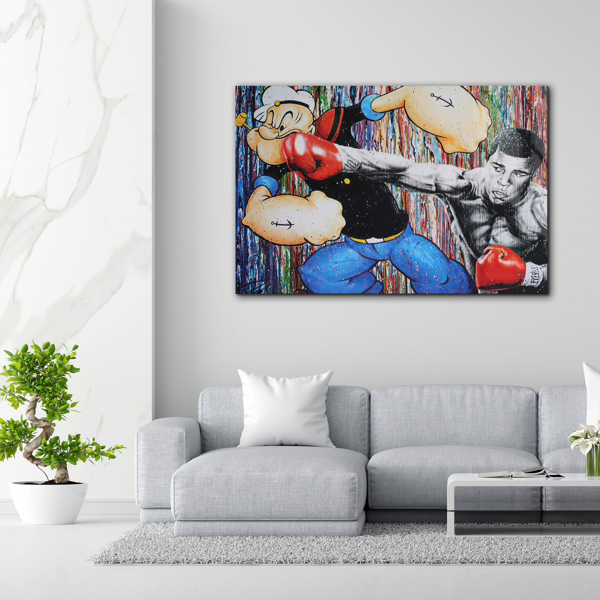 Popeye vs. Muhammad Ali | Premium HD Metal Wall Art - DezignArt