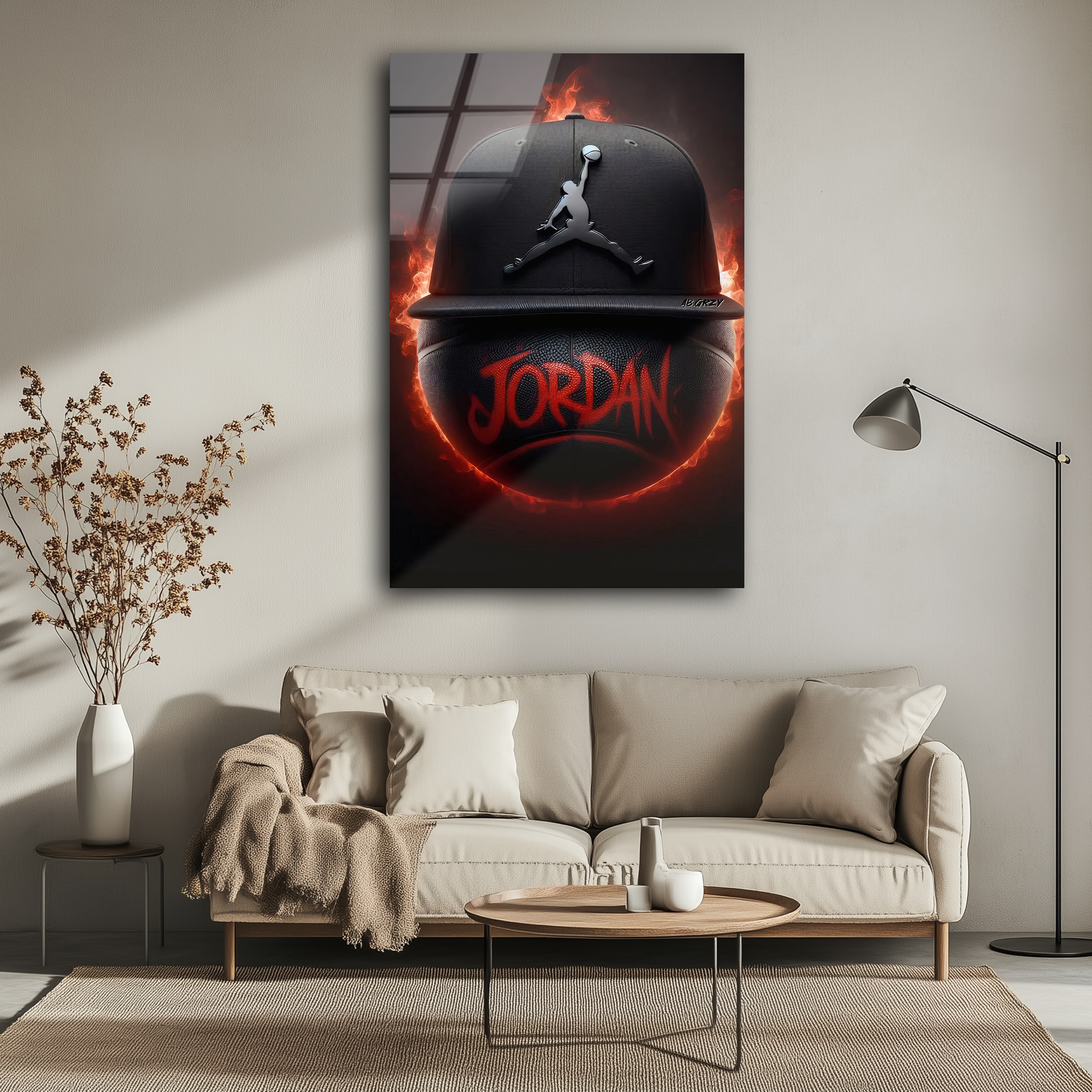 Michael Jordan Cap & Basketball | Premium HD Metal Wall Art