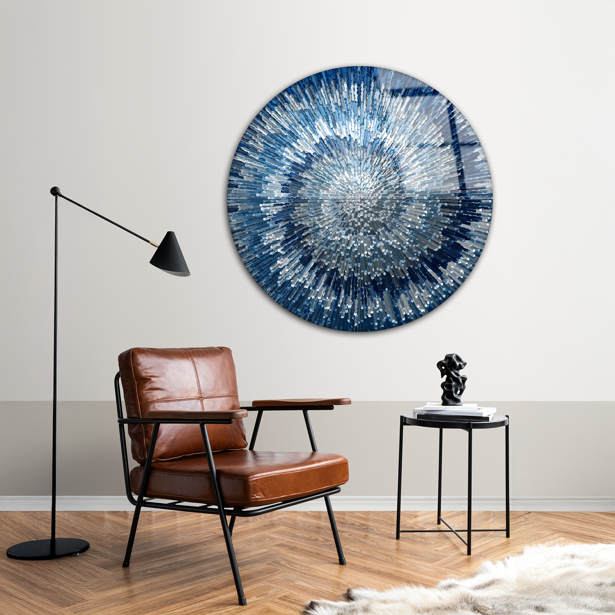 Abstract Blue Textured | Premium HD Round Wall Art