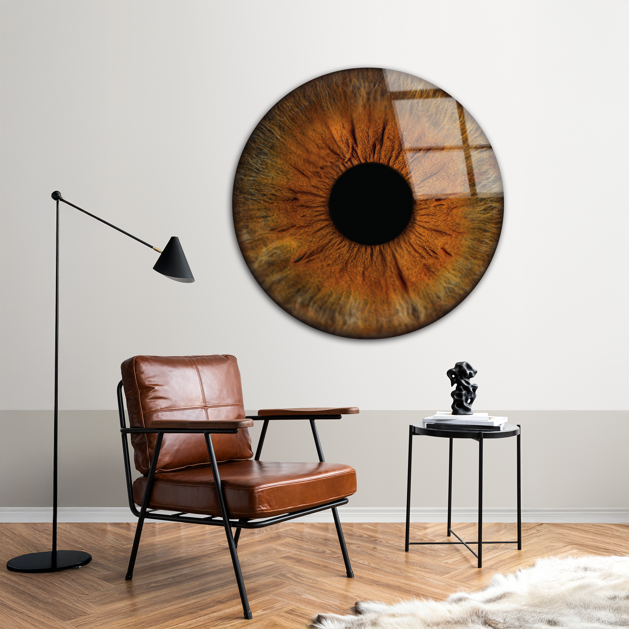 Brown Round Eye Close-Up | Premium HD Metal Wall Art