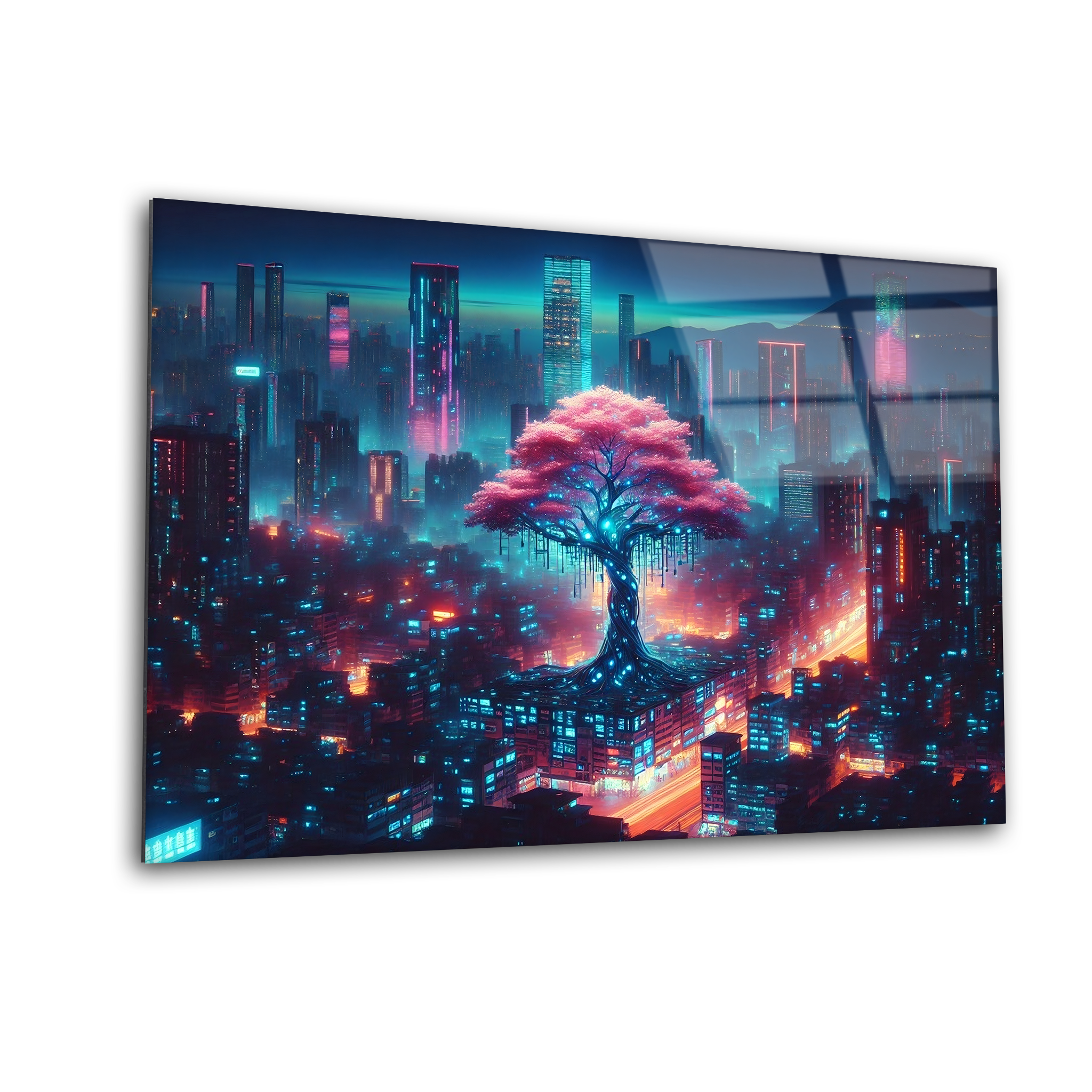 Cyberpunk City Lights | Premium HD Metal Wall Art