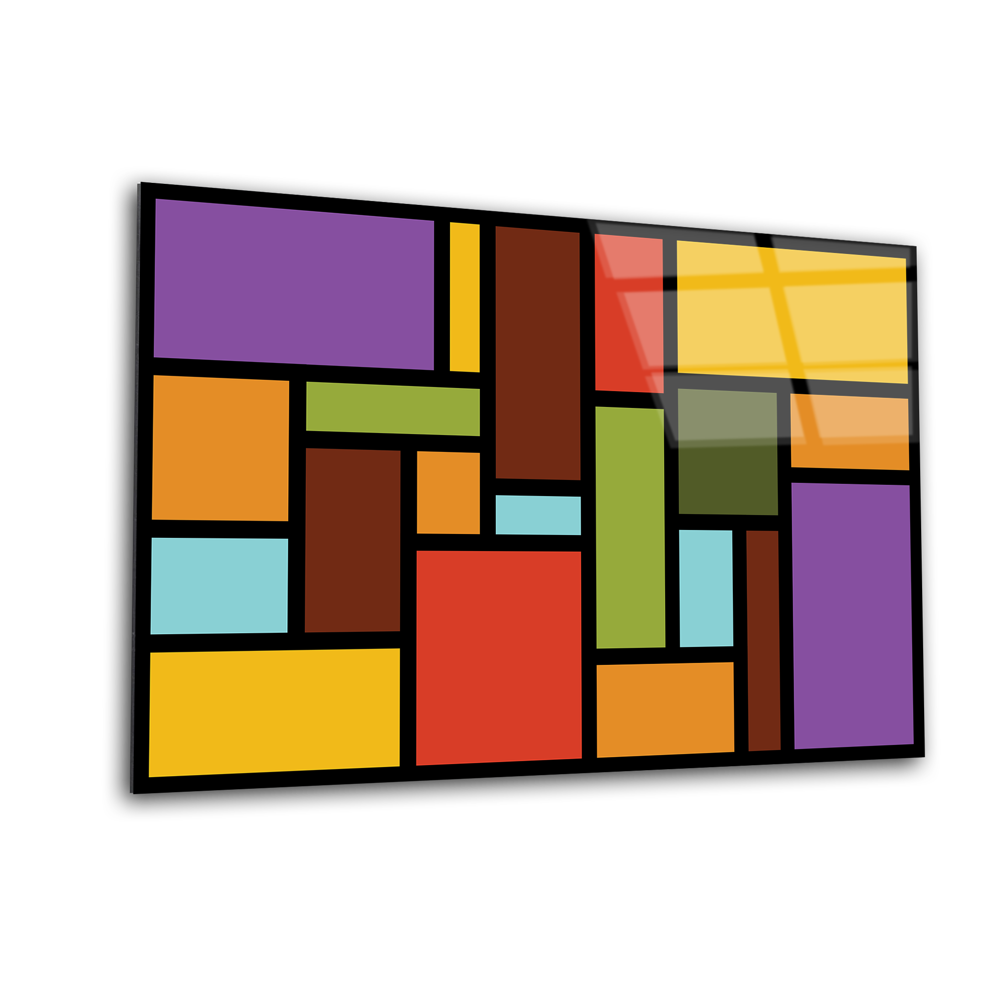 Mondrian Style Geometry | Premium HD Metal Wall Art