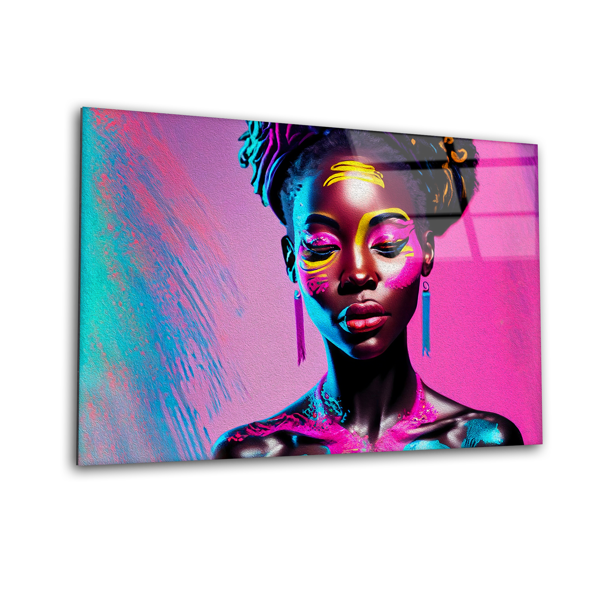 Neon Glow Portrait | Premium HD Metal Wall Art