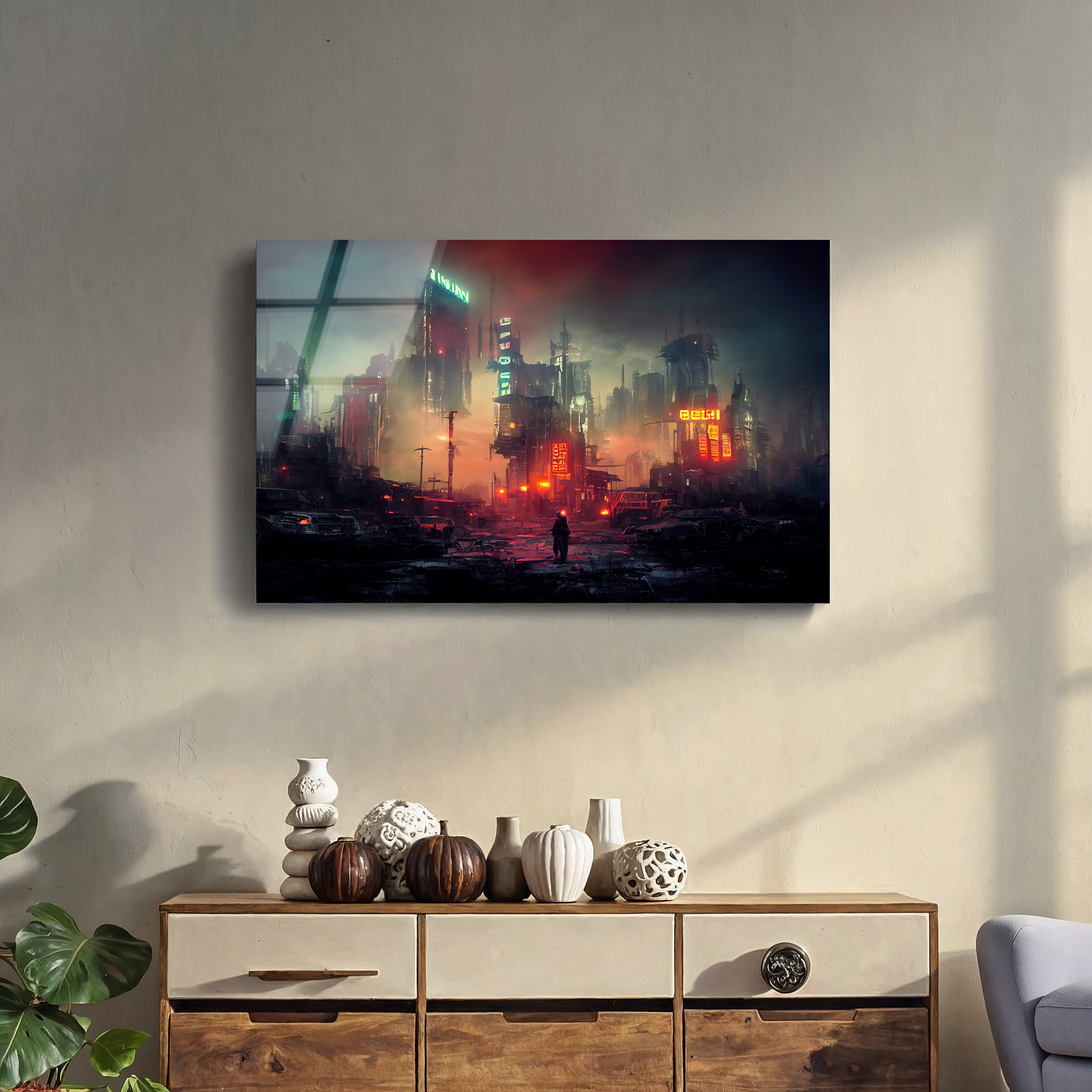 Cyberpunk Cityscape | Premium HD Metal Wall Art