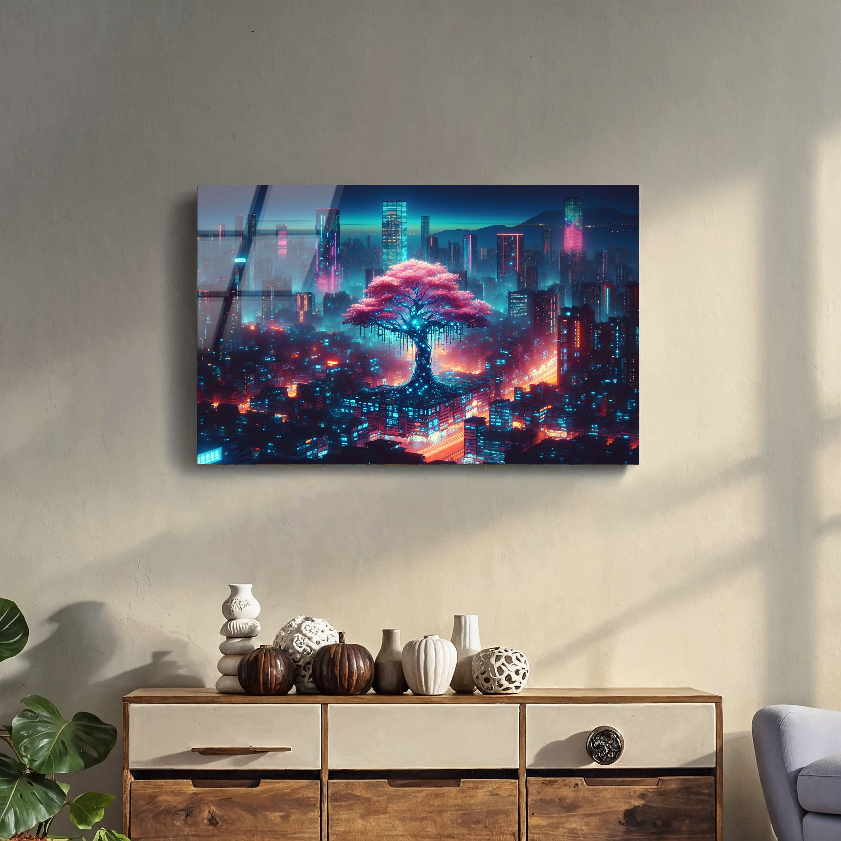 Cyberpunk City Lights | Premium HD Metal Wall Art