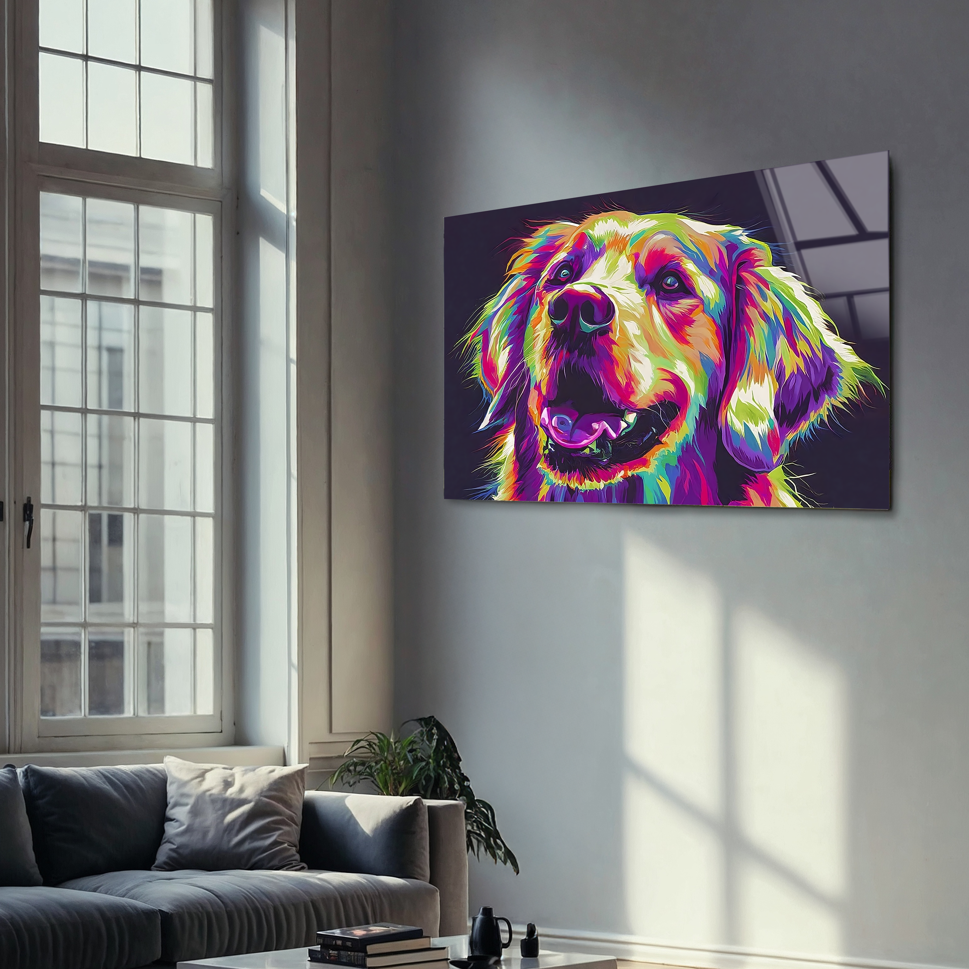 Colorful Golden Retriever Pop Art | Premium HD Metal Wall Art