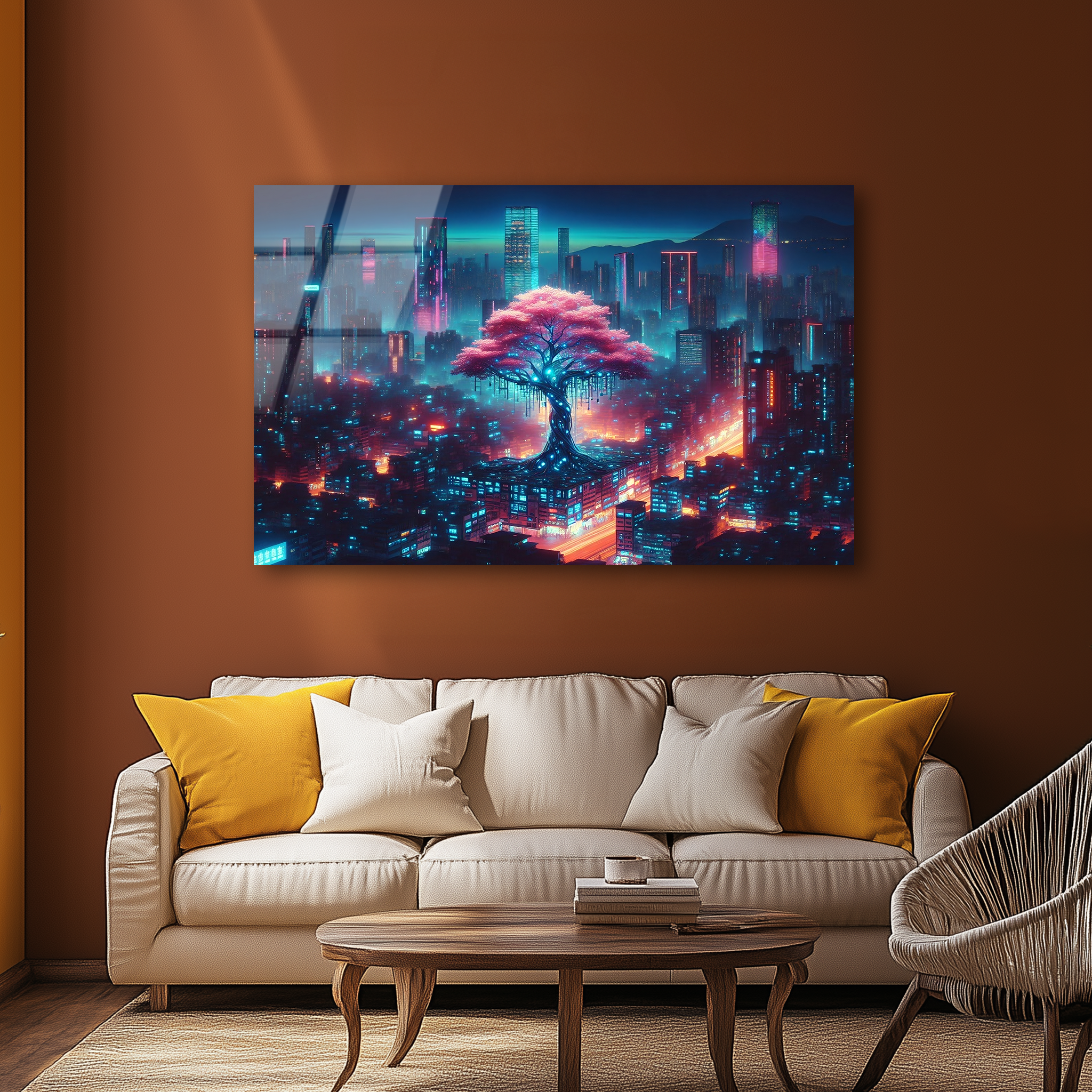Cyberpunk City Lights | Premium HD Metal Wall Art
