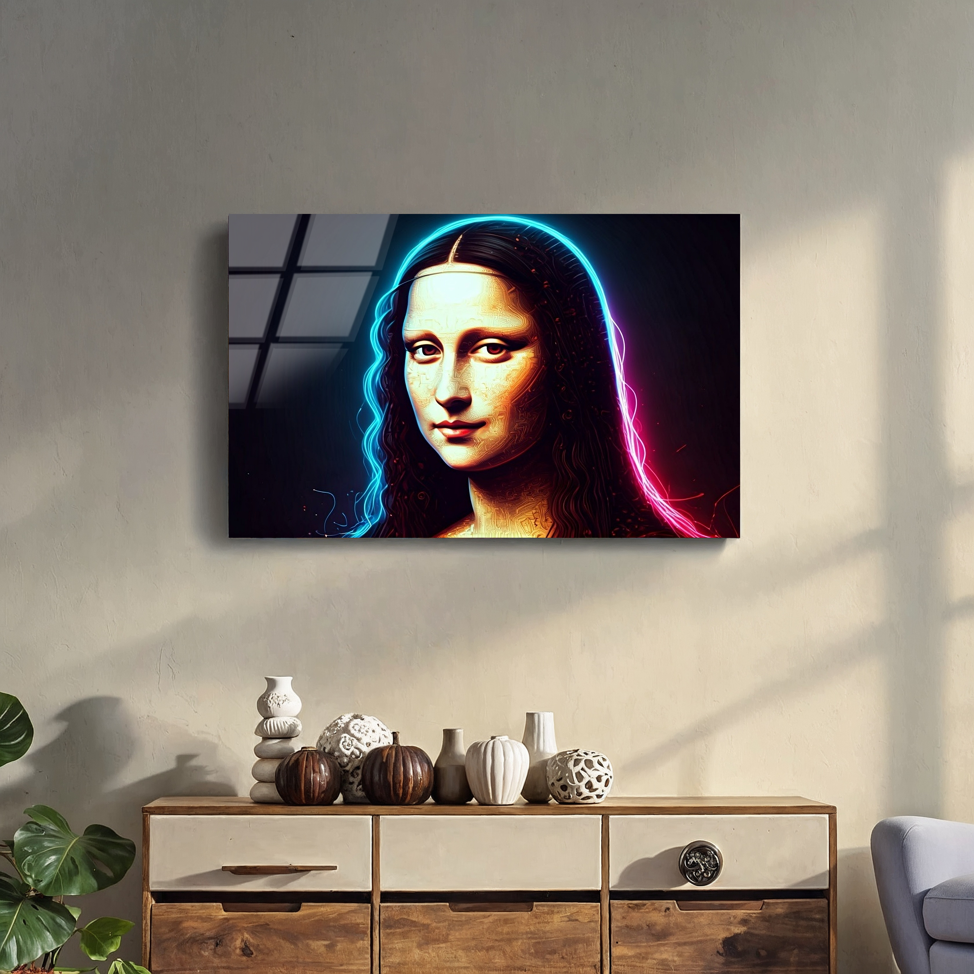 Cyberpunk Mona Lisa | Premium HD Metal Wall Art