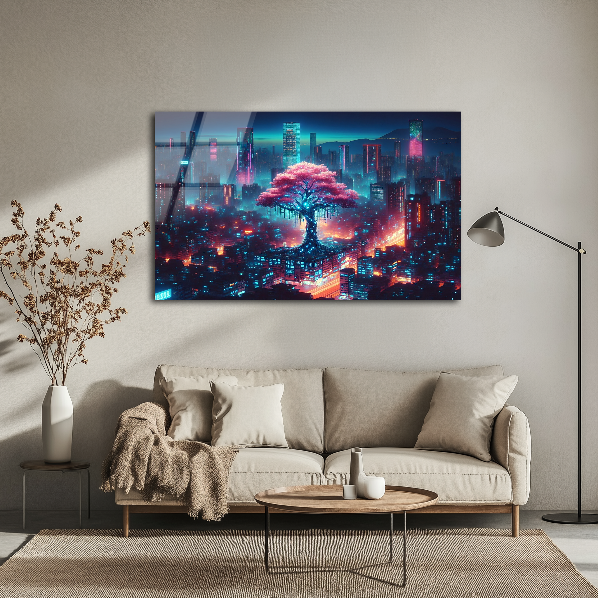 Cyberpunk City Lights | Premium HD Metal Wall Art