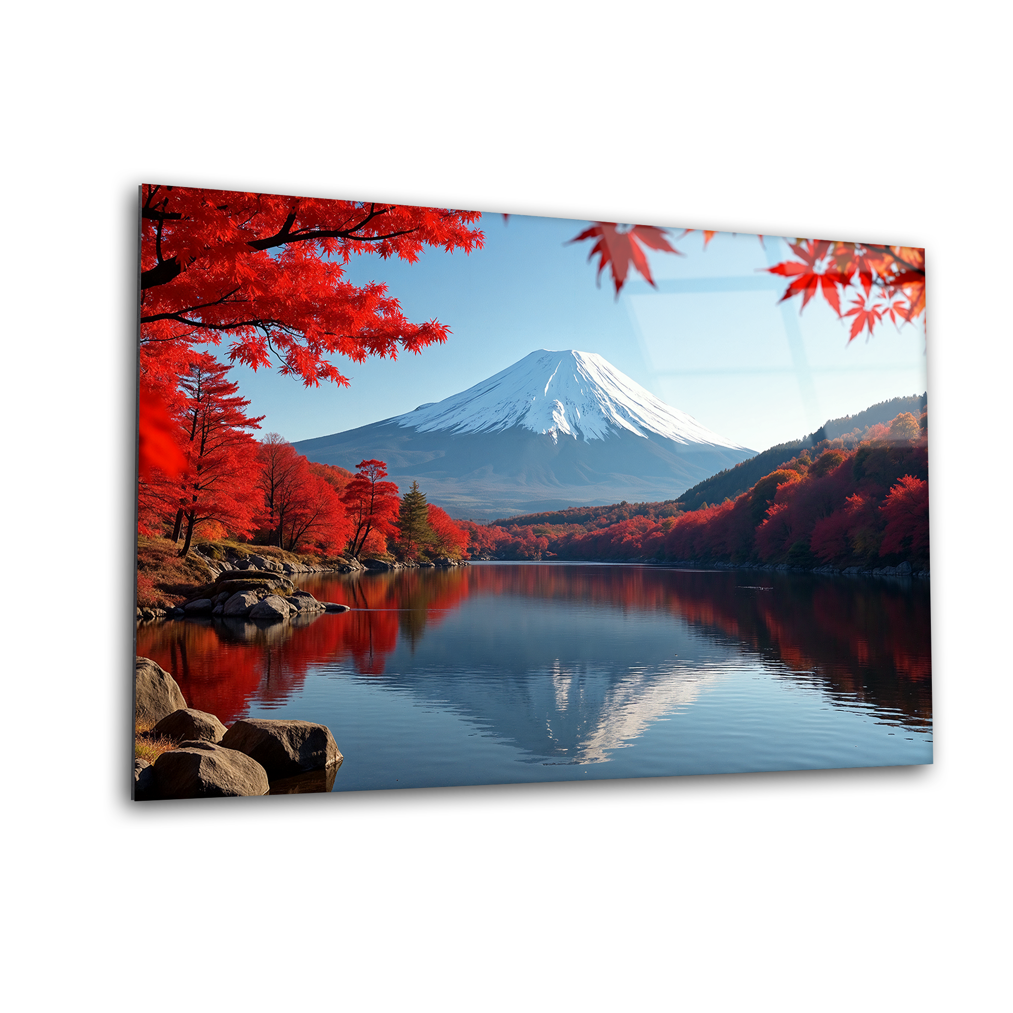 Majestic Mount Fuji with Autumn Foliage | Premium HD Metal Wall Art