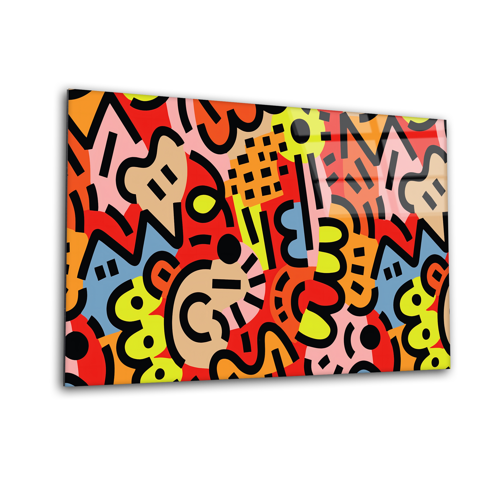 This Vibrant Abstract Artwork in the Keith Haring Art Style | Premium HD Metal Wall Art