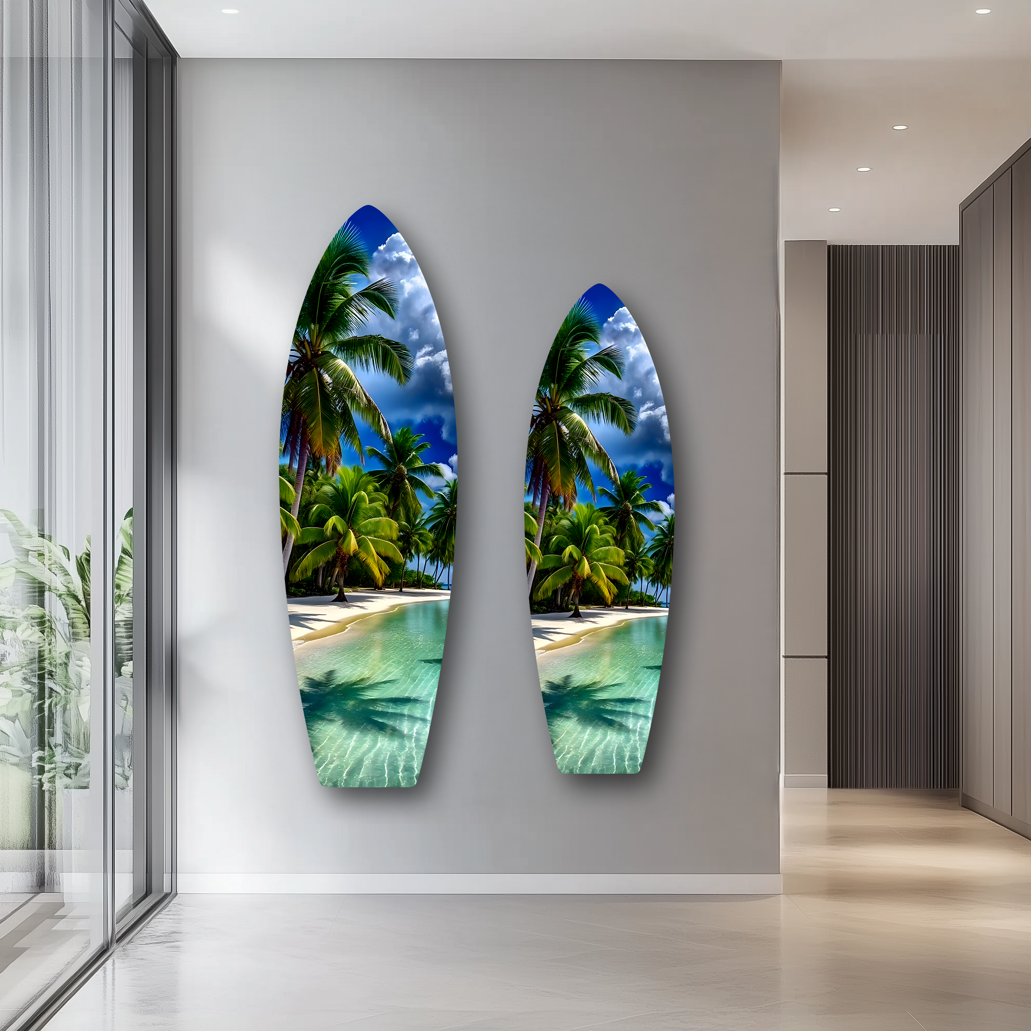 Palm Beach Surfboard | Premium HD Metal Wall Art