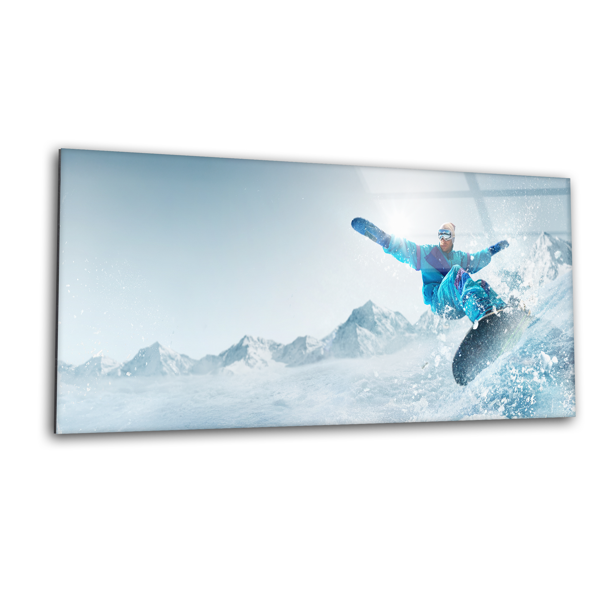 Vibrant Snowboarder in Action | Premium HD Metal Wall Art
