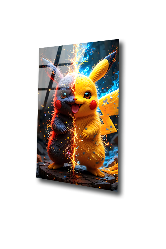 Pikachu: Duality of Thunder and Shadow | Premium HD Metal Wall Art