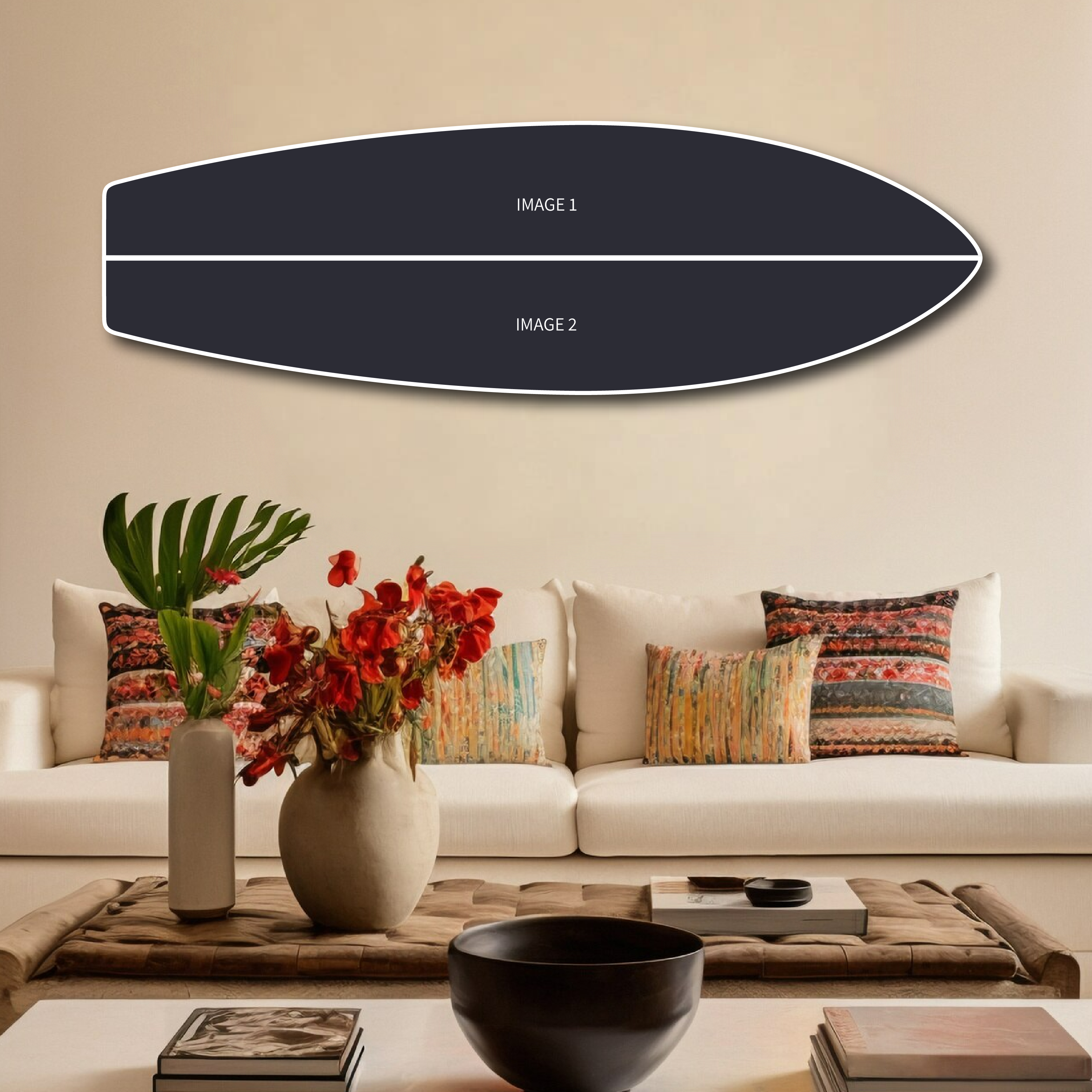 Photo Collage Surfboard Customized Wall Art | Premium HD Metal Wall Art