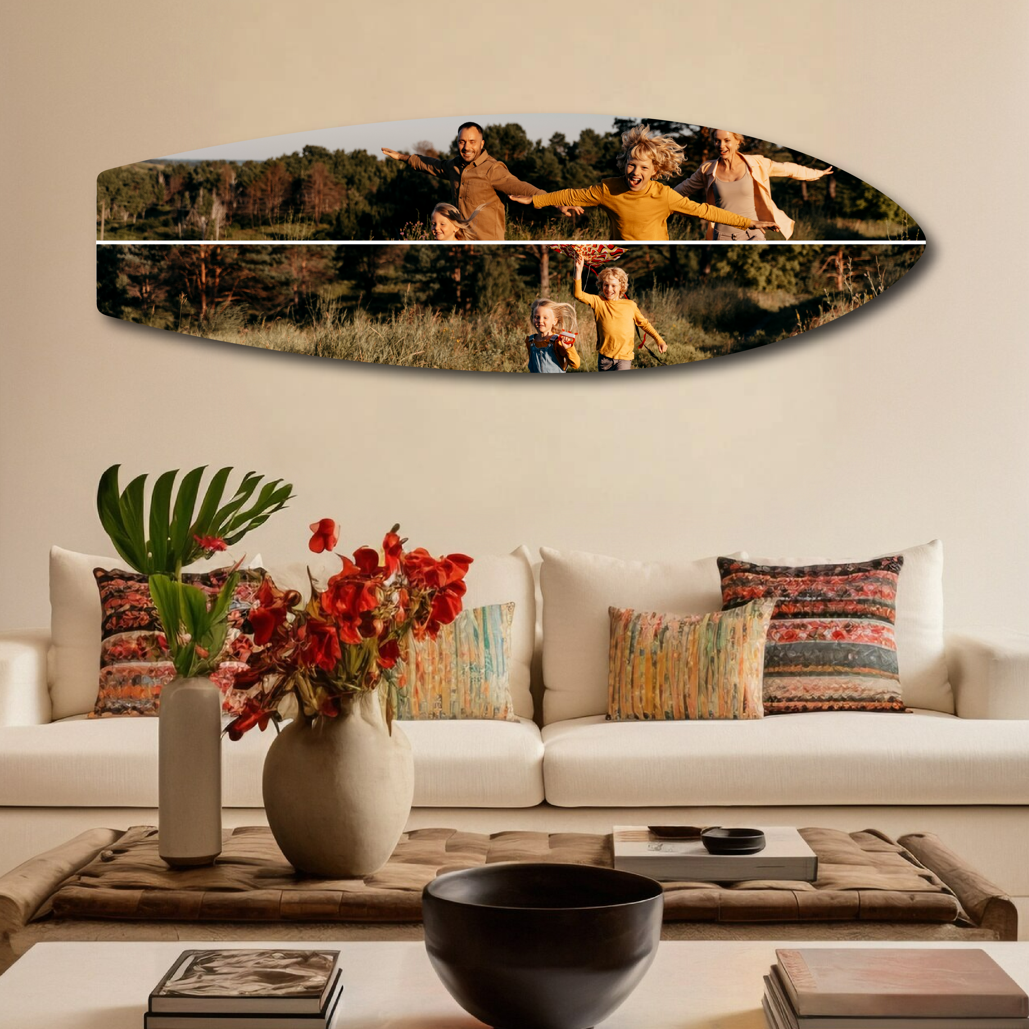 Photo Collage Surfboard Customized Wall Art | Premium HD Metal Wall Art