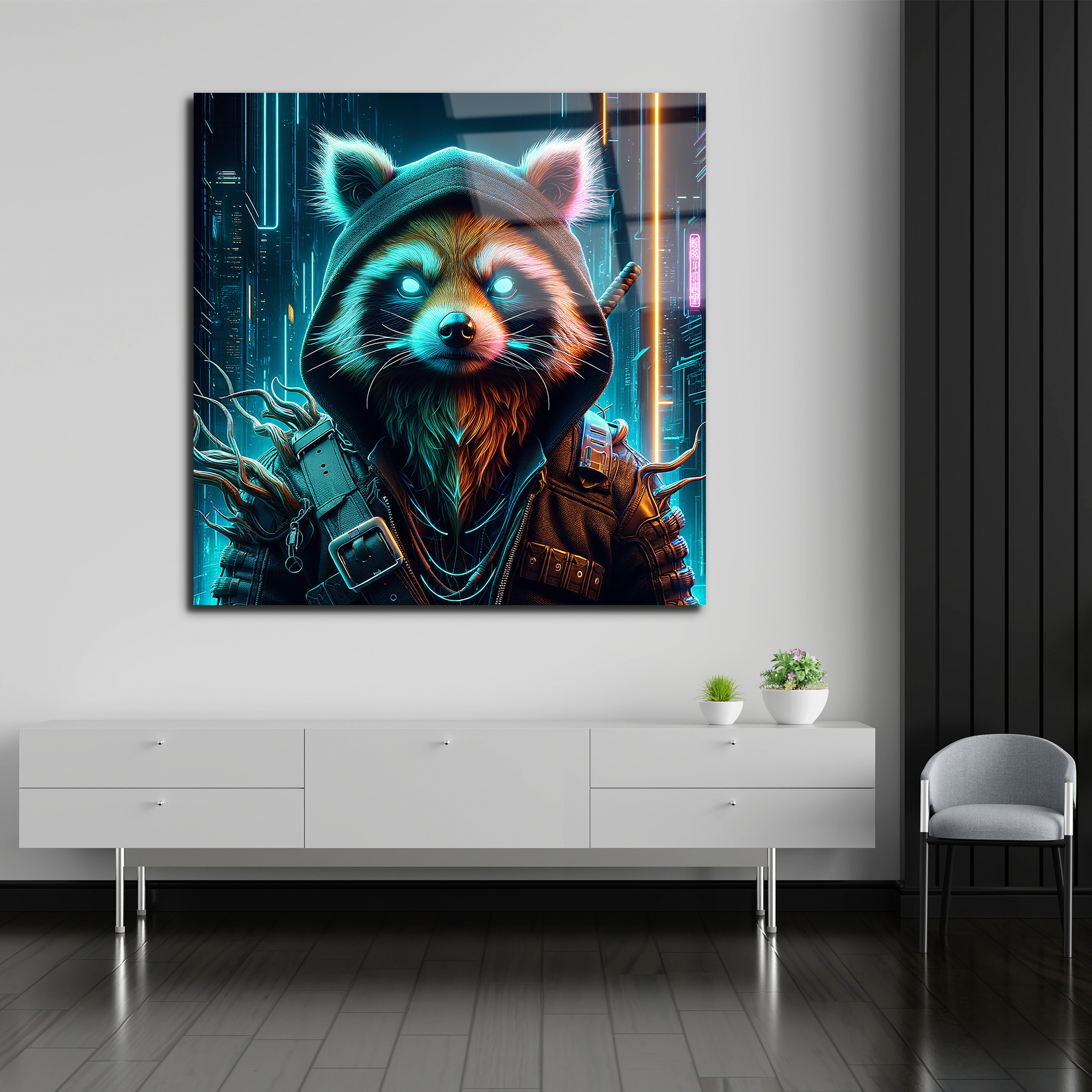 Cool Raccoon | Premium HD Metal Wall Art