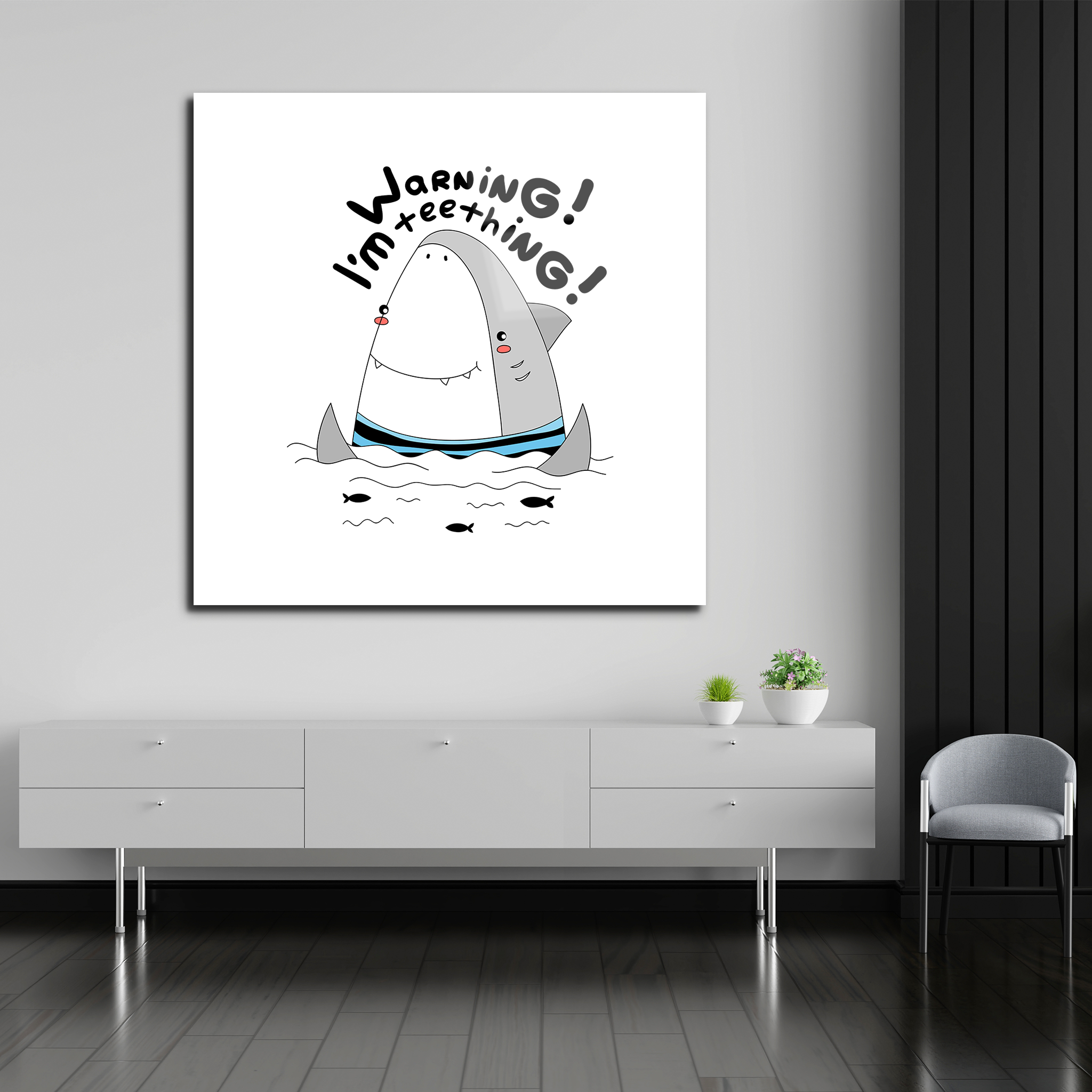 Teething Shark | Premium HD Metal Wall Art